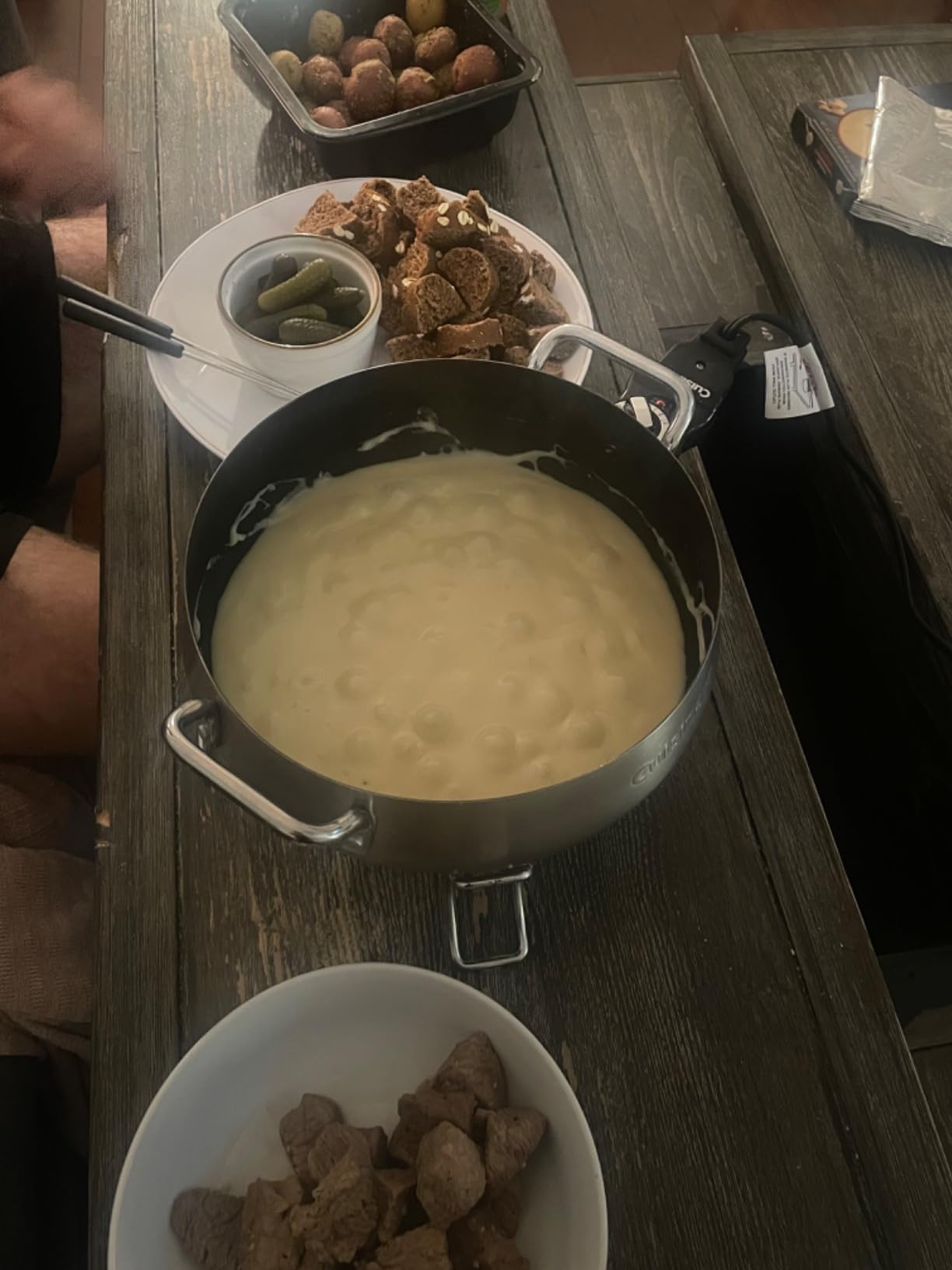 Cuisinart Electric Fondue Set, Nonstick Interior, 3-Quart Pot & 8 Forks | Electric fondue pot with 8 forks, heat control & dishwasher-safe interior for chocolate, cheese, broth & oil, CFO-3SSP1 customer photo 2