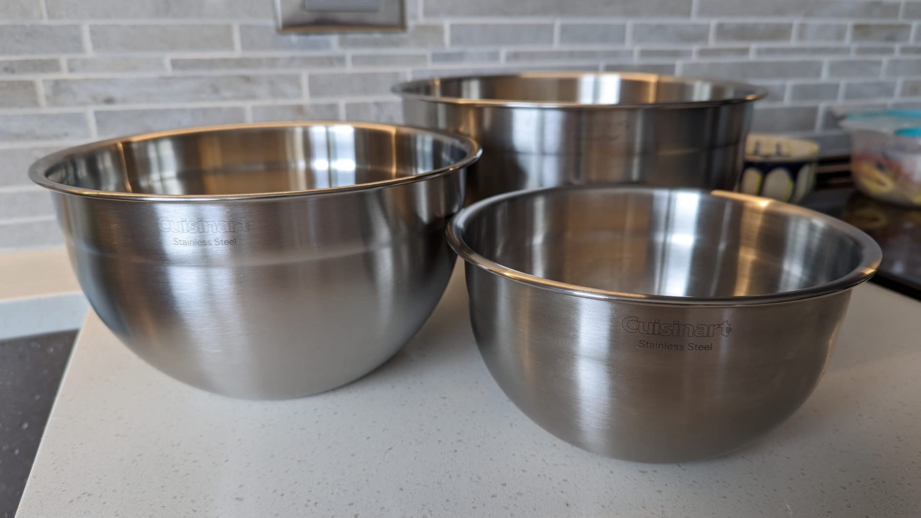 Cuisinart Mixing Bowl Set, Nesting Bowls, Stainless Steel, 3-Piece | 1.5, 3 & 5 qt. stainless steel mixing bowls for baking, cooking & prep, dishwasher safe, durable & compact, CTG-00-SMB customer photo 2