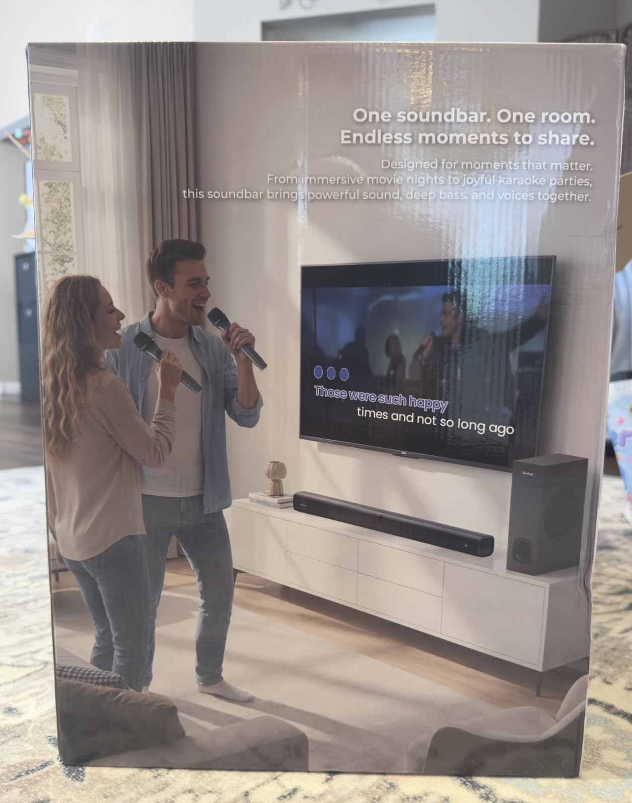 Soundbar with Subwoofer for TV, Home Theater Bluetooth 5.3 Speaker System with 2 Wireless Karaoke Mics, Surround Sound Audio with HDMI ARC, Optical, AUX, USB for Movie, Music, Family Party(Peak 260W) customer photo 1
