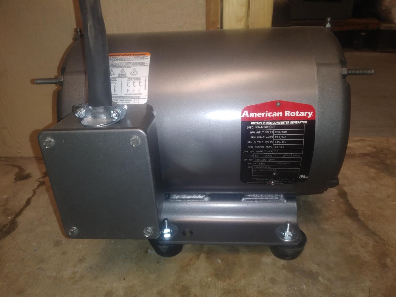 American Rotary Phase Converter AR5 5 HP 1 to 3 Three PH | Can Start up to a 2.5Hp / 7 Amp 208-240v Light Load customer photo 1