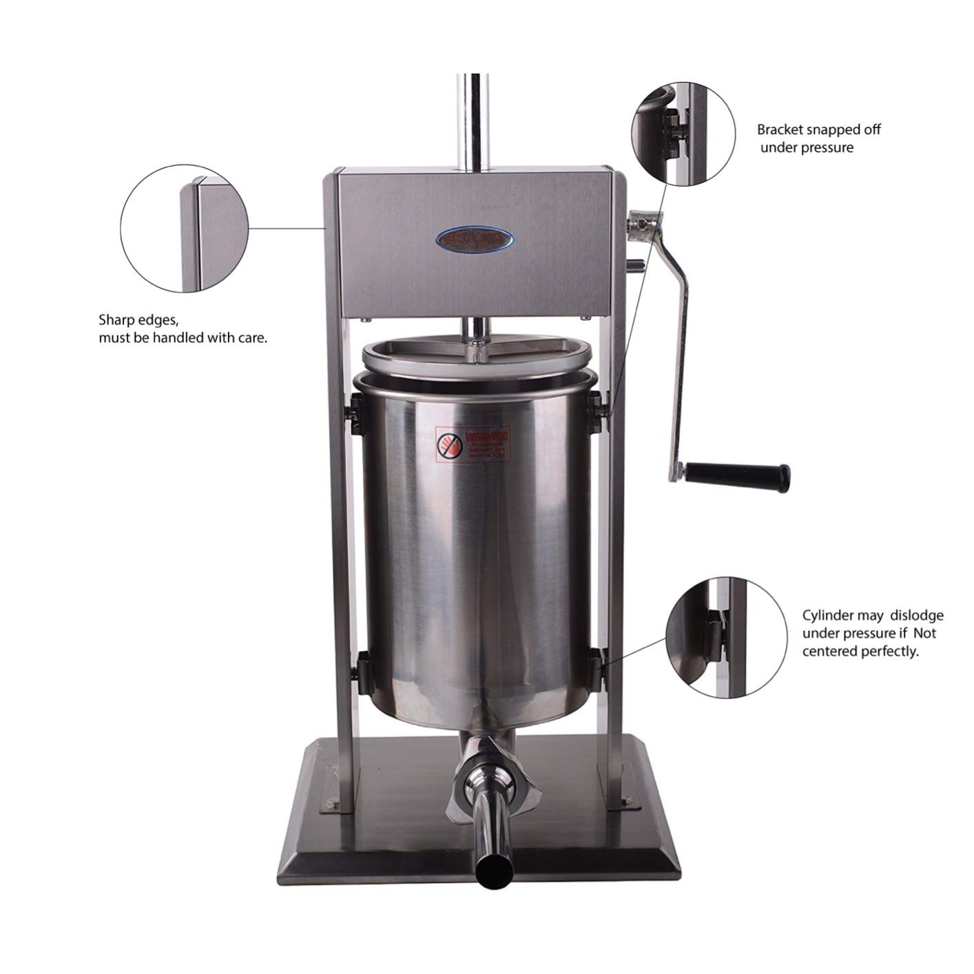 Hakka 11 Lbs(5 Liter) Sausage Stuffer 2 Speed Stainless Steel Horizontal Sausage Filler customer photo 2