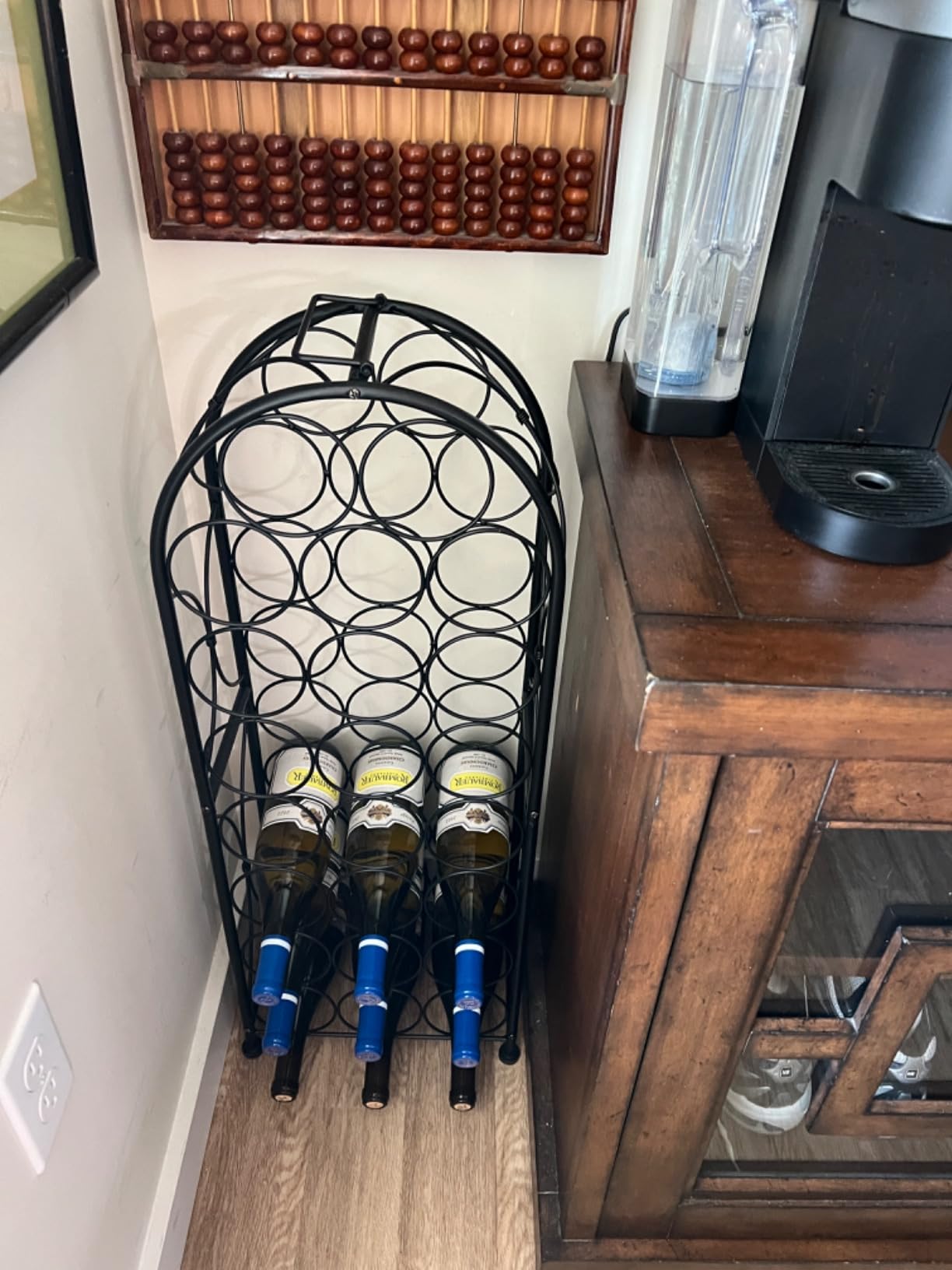 Sorbus Mini Freestanding Floor Wine Rack, Bottle Storage (23 Bottle, Black) | Compact Bordeaux-style metal display for home bars, kitchens or cellars; holds bottles in an elegant, distinctive stand. customer photo 1