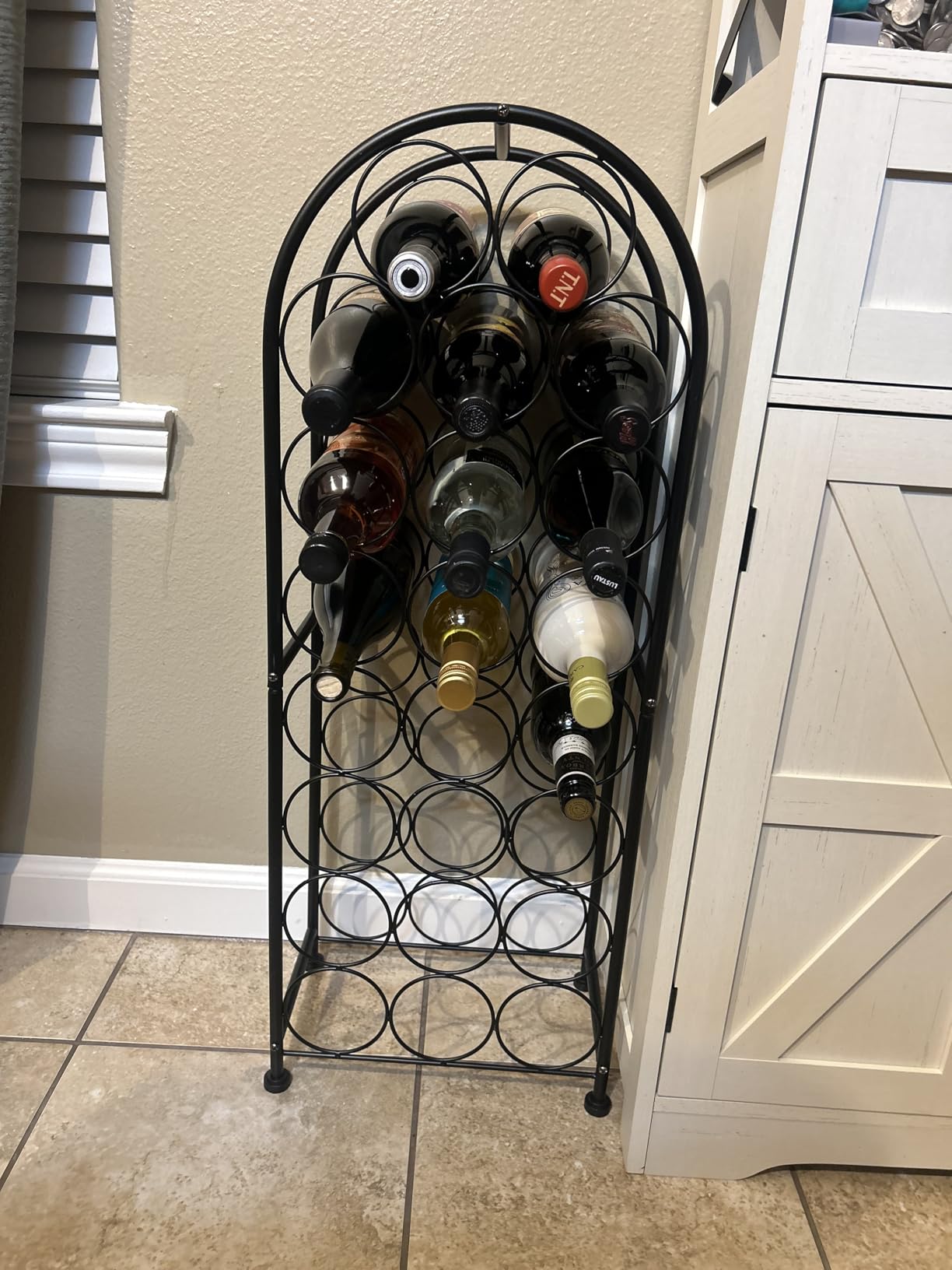 Sorbus Mini Freestanding Floor Wine Rack, Bottle Storage (23 Bottle, Black) | Compact Bordeaux-style metal display for home bars, kitchens or cellars; holds bottles in an elegant, distinctive stand. customer photo 2