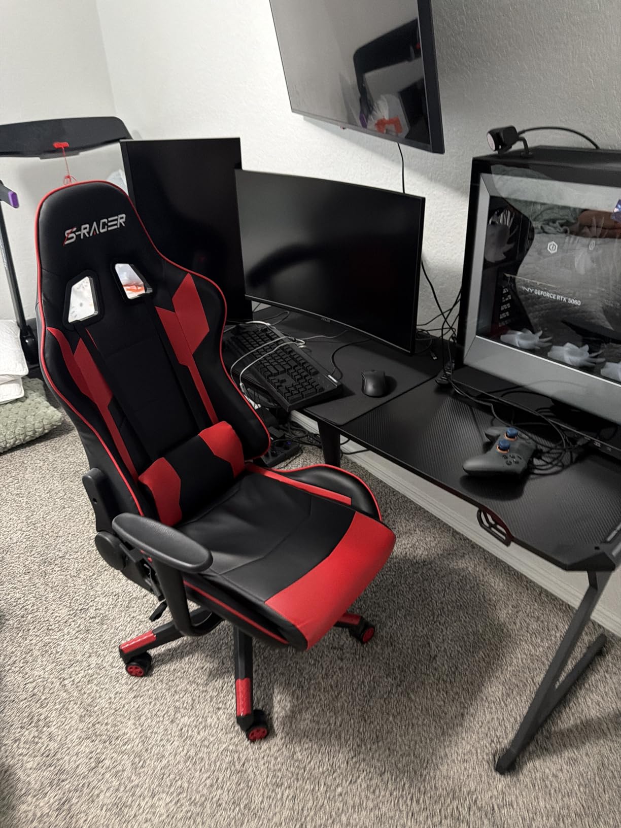 Homall Gaming Chair, Office Chair High Back Computer Chair Leather Desk Chair Racing Executive Ergonomic Adjustable Swivel Task Chair with Headrest and Lumbar Support customer photo 2