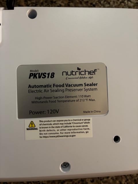 NutriChef Food Vacuum Sealer Machine - Automatic Air Sealing System for Dry & Moist Foods, LED Touch Controls, Includes Vacuum Bags, Hose & Wine Stopper, High Suction Power, 14