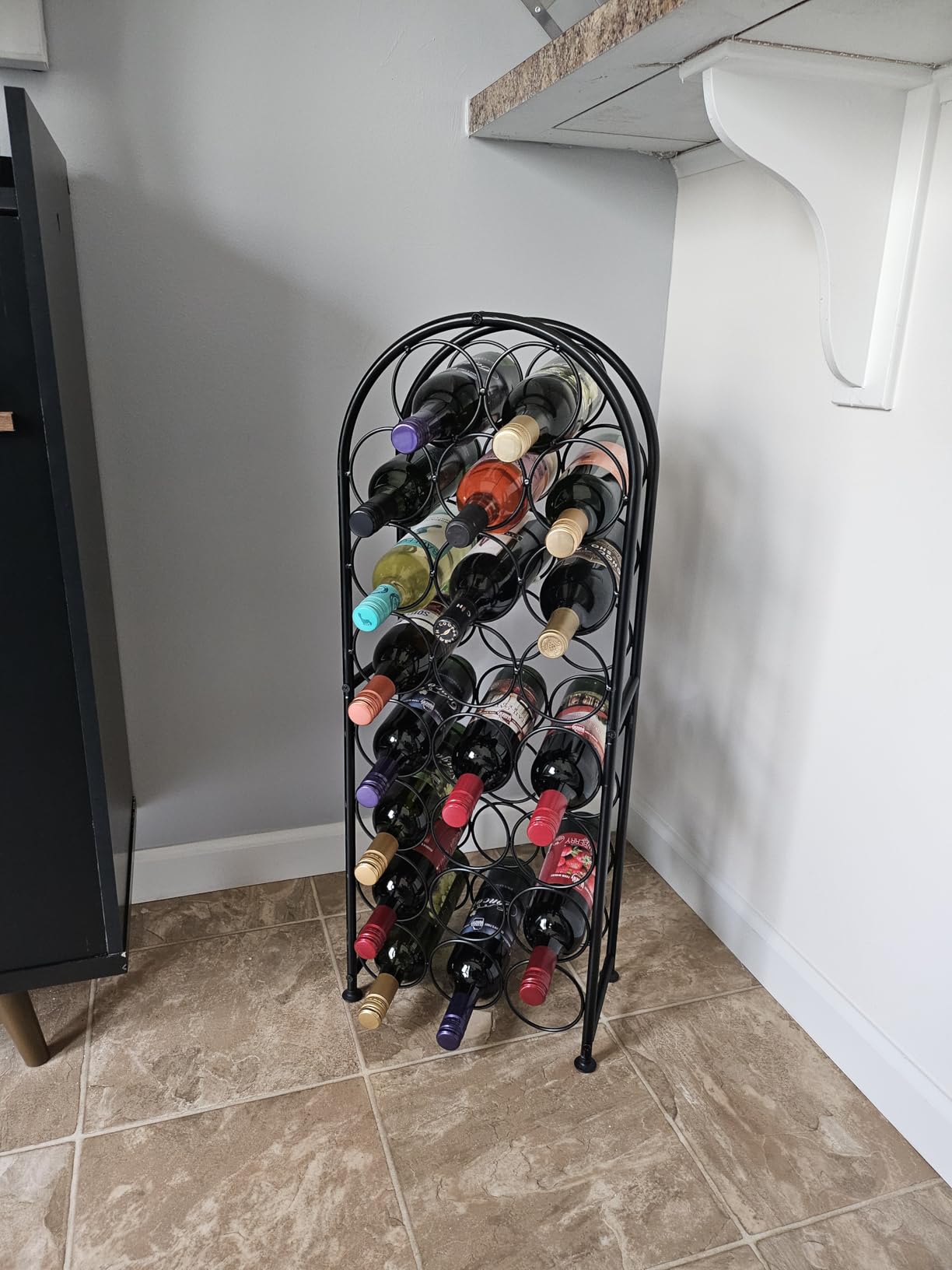 PAG-Mass 23 Bottles Arched Freestanding Floor Metal Wine Rack Wine Bottle Holders Stands, Black customer photo 1