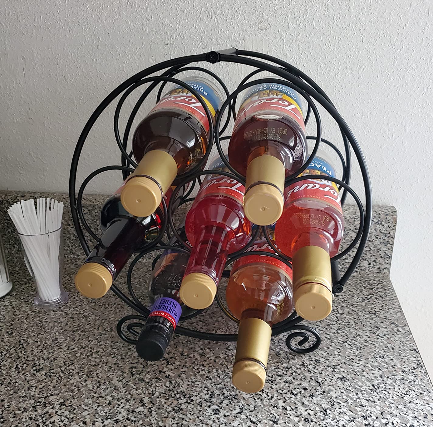 PAG-Mass 23 Bottles Arched Freestanding Floor Metal Wine Rack Wine Bottle Holders Stands, Black customer photo 2
