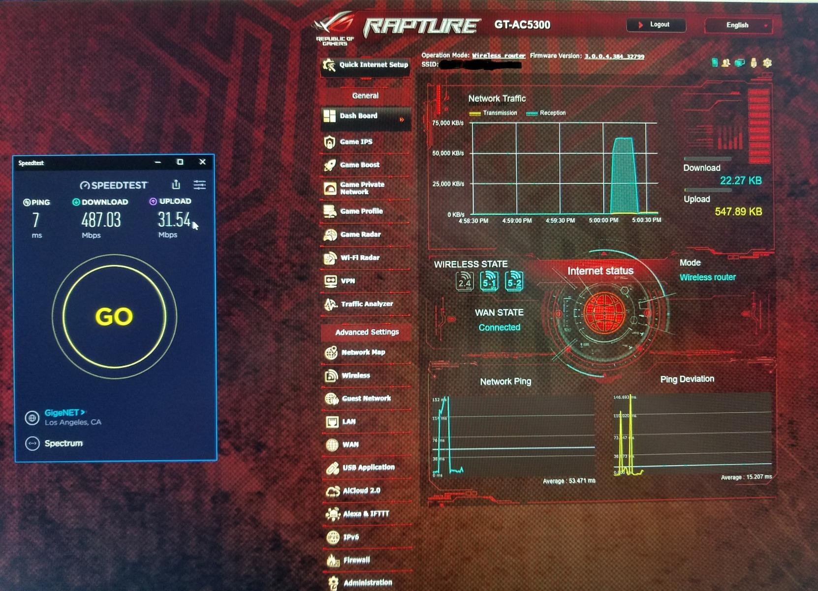 ASUS ROG Rapture WiFi Gaming Router (GT-AC5300) - Tri Band Gigabit Wireless Router, Quad-Core CPU, WTFast Game Accelerator, 8 GB Ports, AiMesh Compatible, Included Lifetime Internet Security customer photo 1