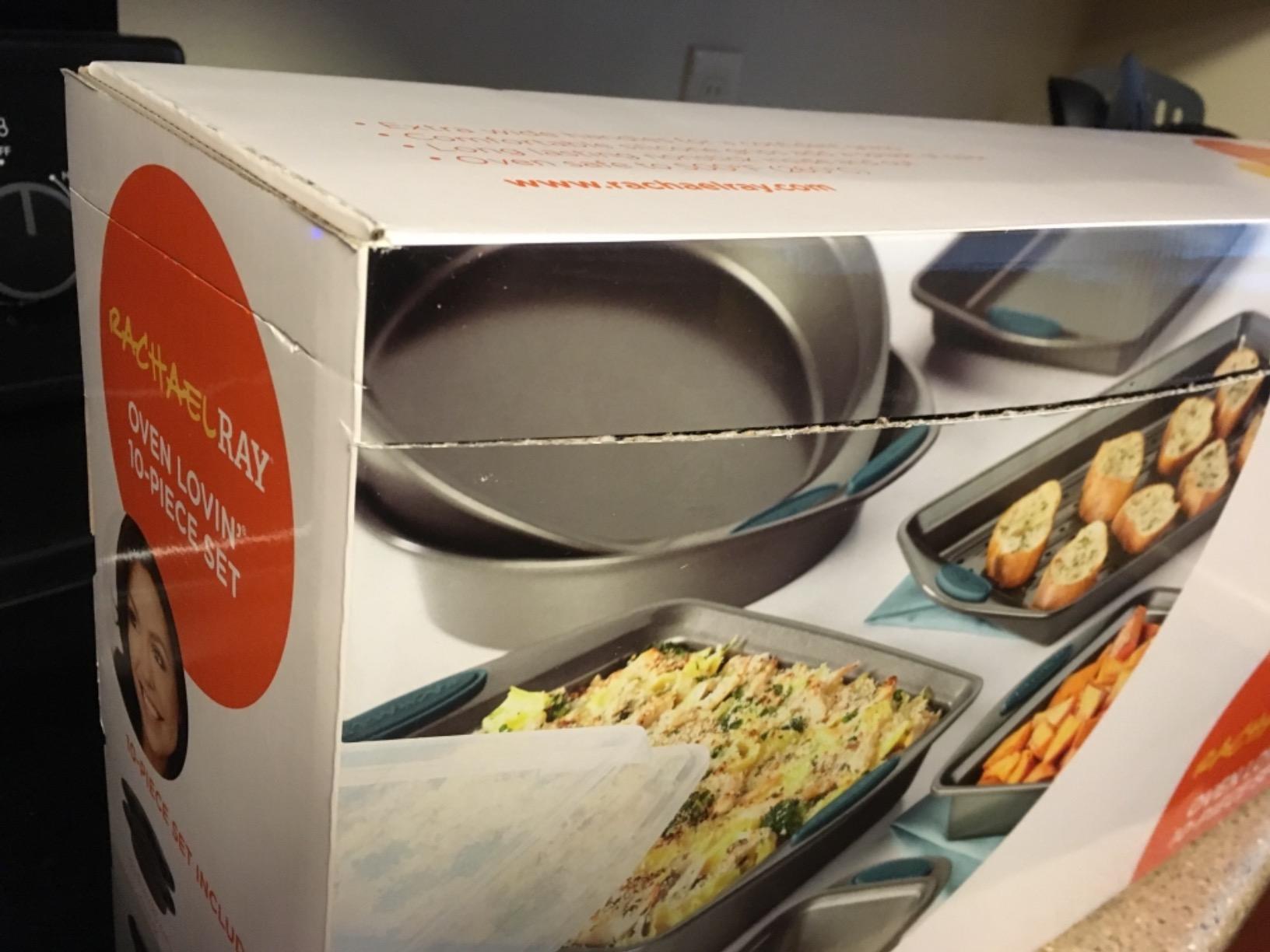 Rachael Ray Yum-o! Nonstick Bakeware Oven Lovin' Baking Pans Set, 10-Piece, Gray and Marine Blue, Heavy Gauge Steel, Oven Safe to 500F customer photo 2