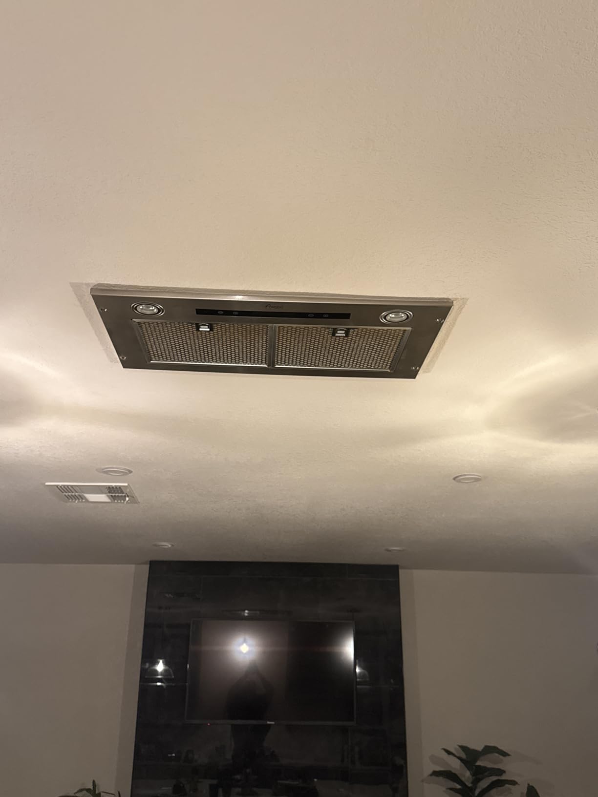 Awoco 14-1/2 D Super Quiet Split Insert Ceiling Mount Stainless Steel Range Hood, 4-Speed, 800 CFM, LED Lights, Baffle Filters with 6 Blower & Remote Control (30 W 6 Vent) customer photo 1