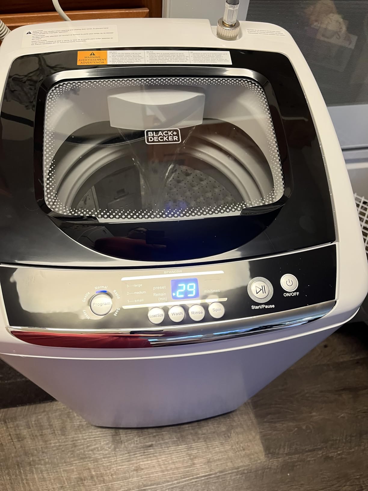 BLACK+DECKER 0.9 Cu. Ft. Portable Washer, 6.6 lb. Capacity, 5 Wash Cycles, Quick Connect Sink Adapter and Drain Hose Included, LED Display, BPWM09W, White customer photo 2