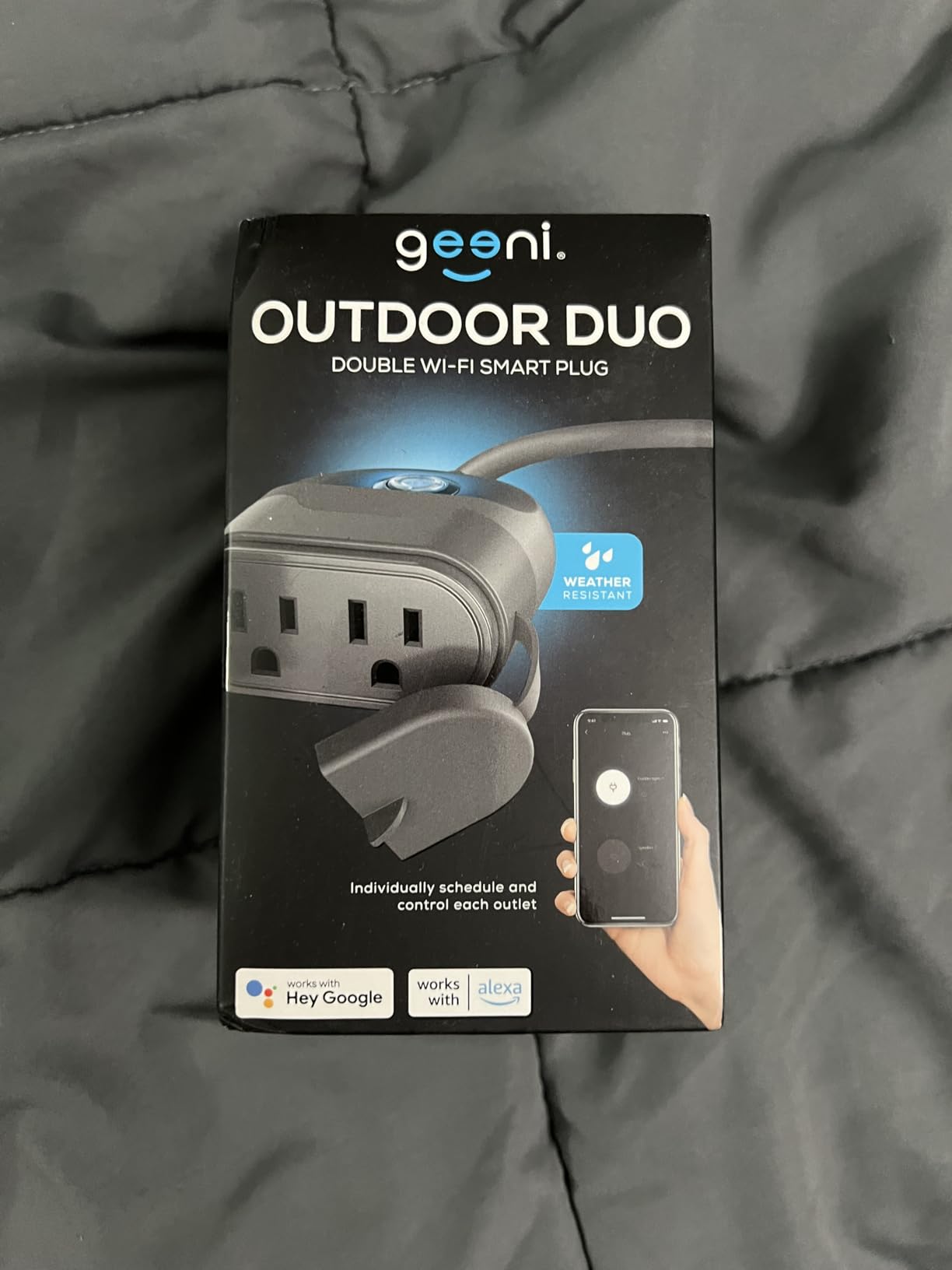 Geeni Indoor/Outdoor Smart Plug, Weatherproof, 1 Socket, Remote, Black | Wireless remote control and timer, compatible with Alexa, Google Home, requires 2.4 GHz Wi-Fi customer photo 1