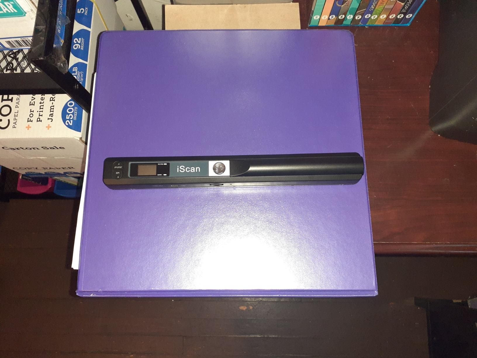 MUNBYN Portable Scanner, 900 DPI Handheld Wand Scanner, A4, 16GB SD, Black | A4 document/photo scanning, JPG/PDF output, flat scanning, USB transfer to PC/laptop, 16GB SD card included, no driver needed customer photo 1