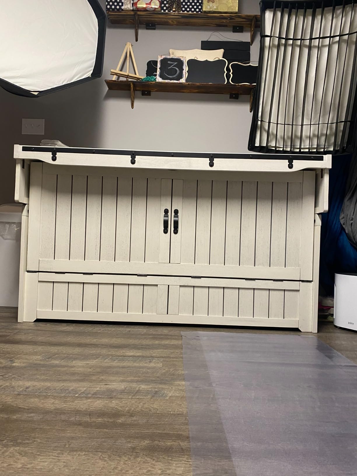 NIGHT & DAY Furniture Murphy Cube Cabinet Bed Pre-Assembled (Cherry, Queen) customer photo 1