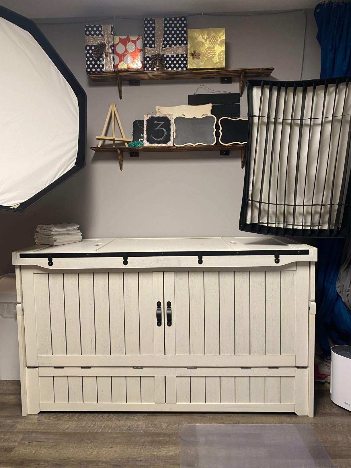 NIGHT & DAY Furniture Murphy Cube Cabinet Bed Pre-Assembled (Cherry, Queen) customer photo 2