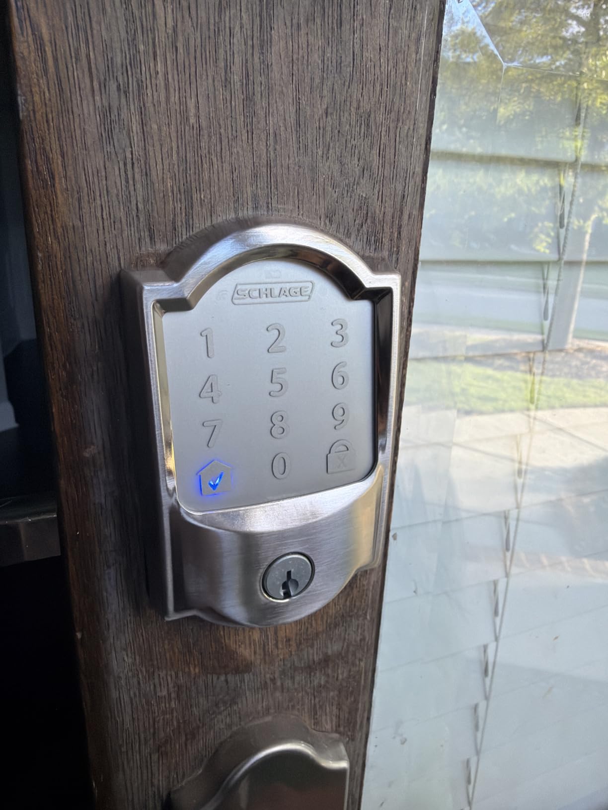 Schlage Encode Smart WiFi Deadbolt Lock with Camelot Trim, Satin Nickel | Keyless entry door lock, Touchscreen keypad, App control, Alexa, Google Home, Ring & Airbnb compatible, Certified security customer photo 1