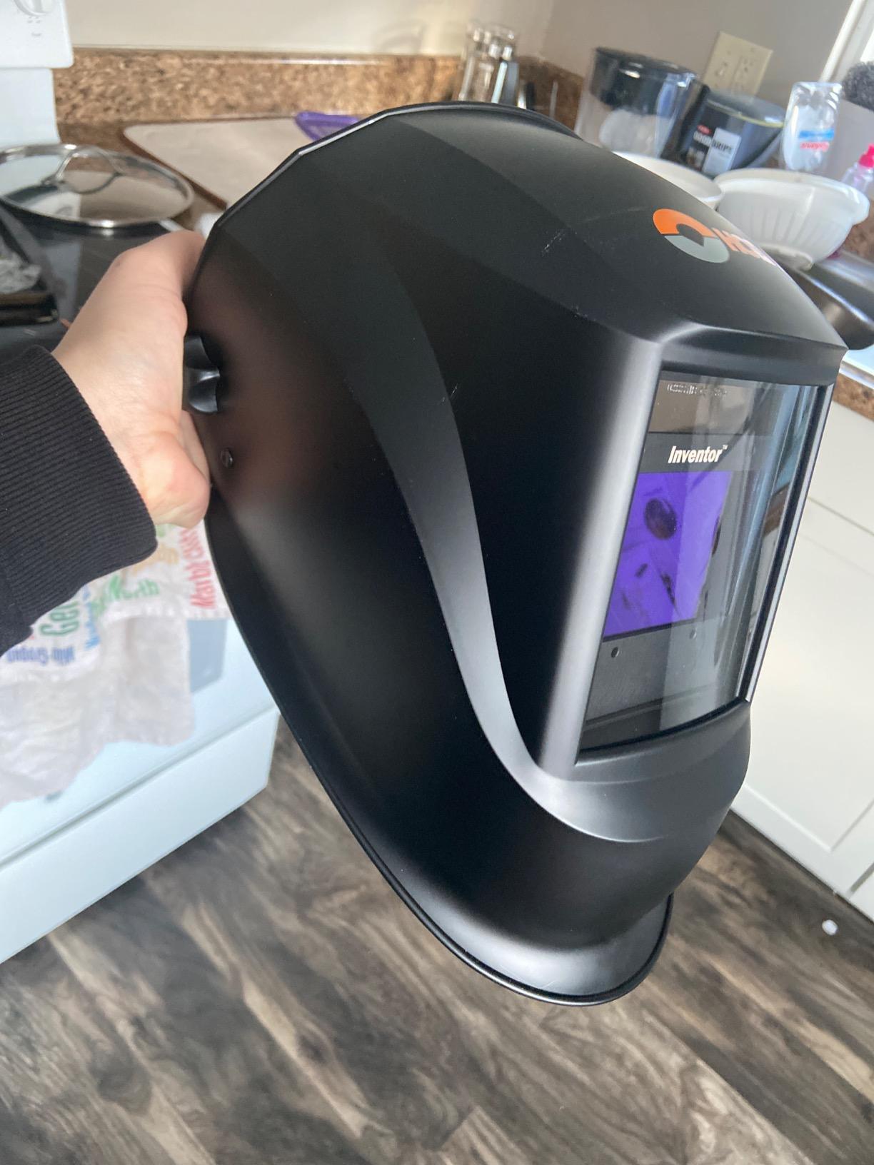 Hobart 770890 Auto-Darkening Welding Helmet, Large, Black | PureColor lens; 9.3 sq in widescreen view; 4 arc sensors; grind mode; analog shade controls customer photo 1