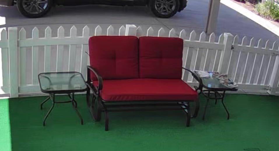 Incbruce Outdoor Swing Glider Rocking Chair Patio Bench for 2 Person, Garden Loveseat Seating Patio Steel Frame Chair Set with Cushion, Peacock Blue customer photo 1