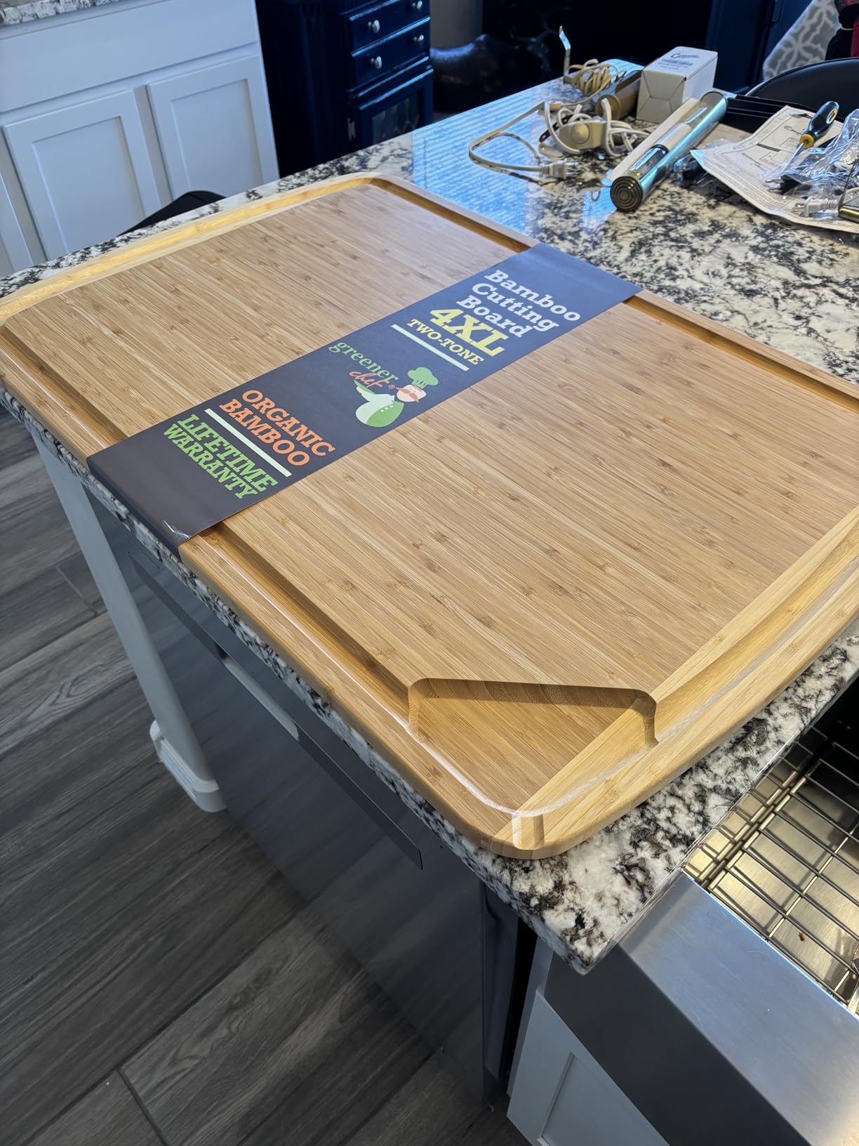 ENORMOUS 30 x 20 Organic Extra Large Cutting Board with Lifetime Replacements - Wood Bamboo Chopping Board - Wooden Butcher Block Cutting Board for Carving Turkey, Grilling Brisket and BBQ customer photo 1