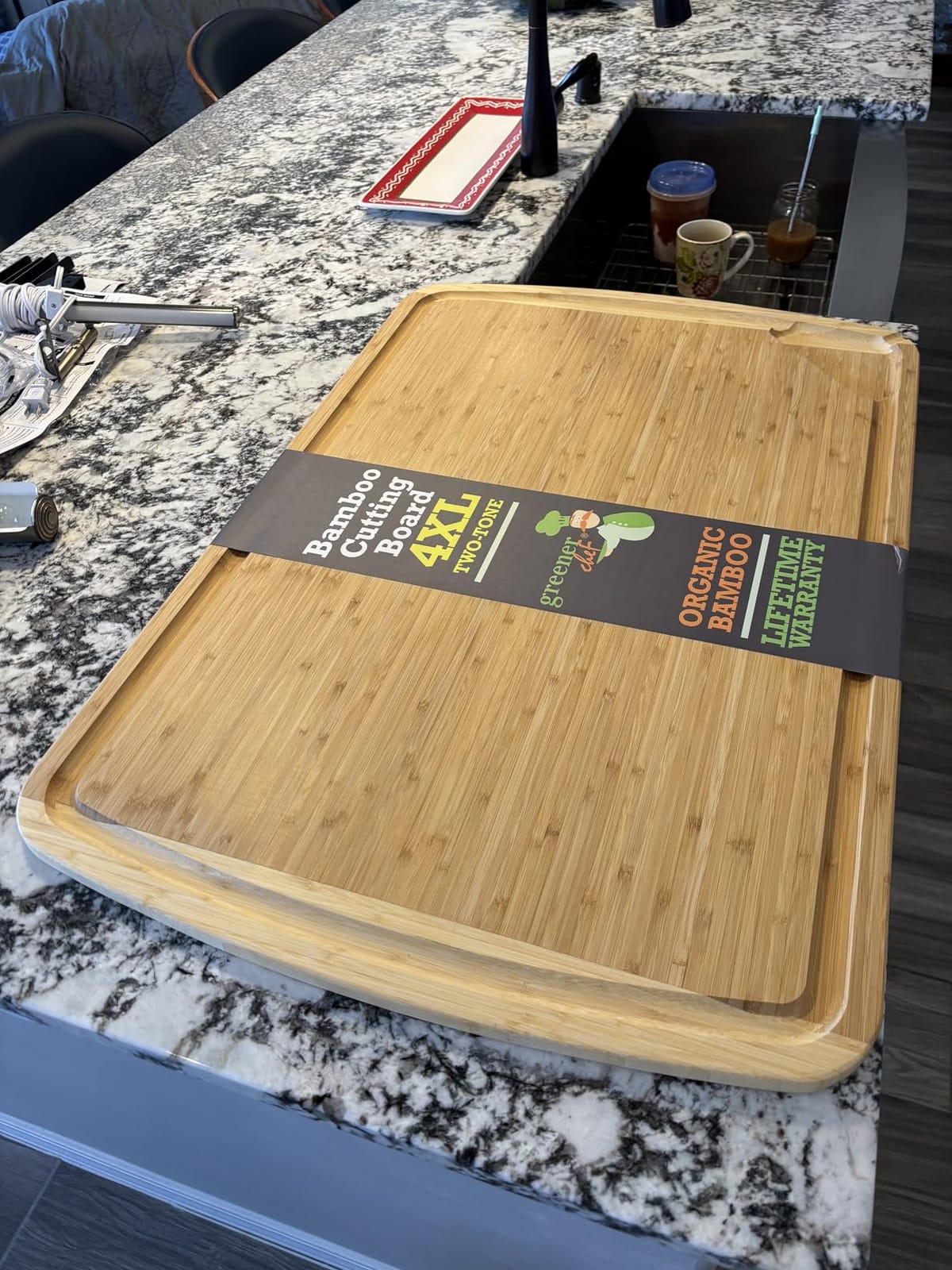ENORMOUS 30 x 20 Organic Extra Large Cutting Board with Lifetime Replacements - Wood Bamboo Chopping Board - Wooden Butcher Block Cutting Board for Carving Turkey, Grilling Brisket and BBQ customer photo 2