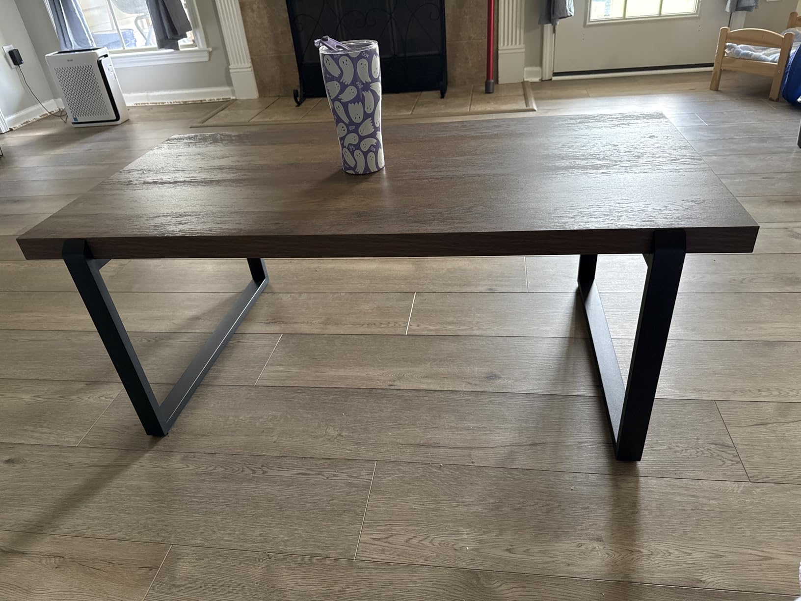 FOLUBAN Rustic Coffee Table, Modern Wood and Metal Industrial Center Table for Living Room, 47 Inch Oak customer photo 2