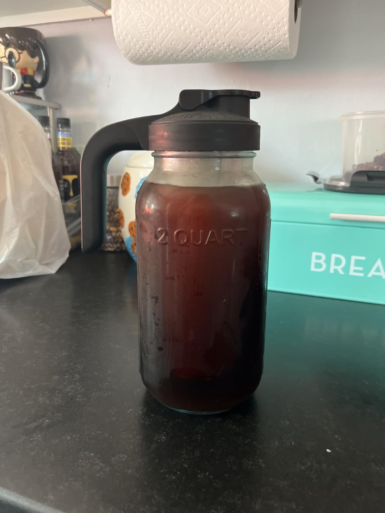 County Line Kitchen 64 oz Glass Cold Brew Coffee Maker with Leak-Proof Lid, Wide Mouth Mason Jar - Iced Coffee and Tea Pitcher - Gray customer photo 1