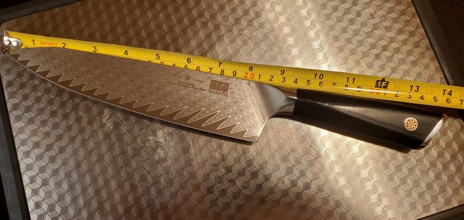 SHAN ZU Damascus Chef Knife Santoku Knife 7 Inch, Professional Kitchen Knives, 67 Layers Damascus Stainless Steel 10Cr15CoMoV Cooking Knife with G10 Handle/Gift Box customer photo 2