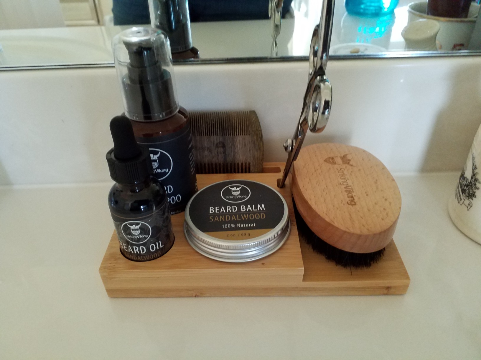 Striking Viking Grooming Kit - Premium Care Products for Men with Beard Shampoo, Oil, Balm Butter, Brush, Wooden Comb, Mustache Scissors & Toiletry Bag | Premium Care Products for Men with Beard Shampoo, Oil, Balm Butter, Brush, Wooden Comb, Mustache Scissors & Toiletry Bag customer photo 1