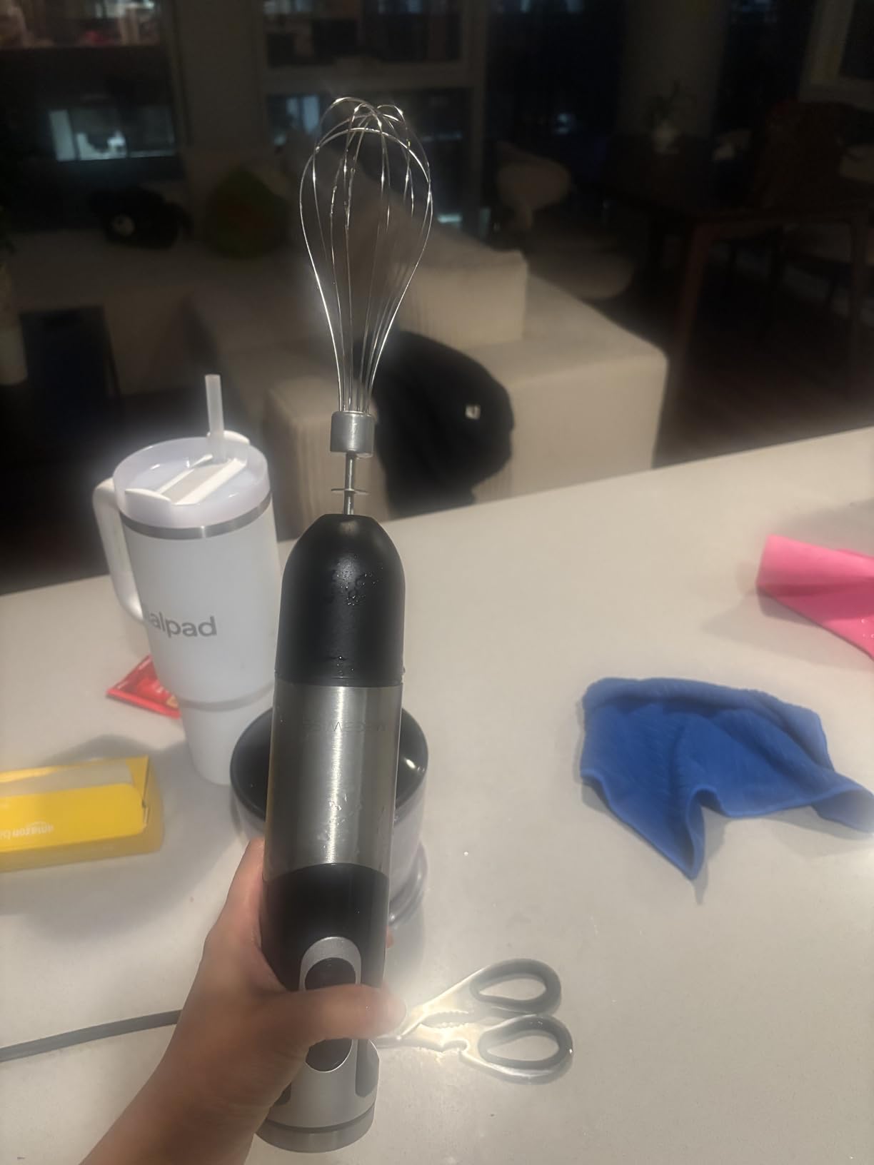 MegaWise Pro Titanium Reinforced 5-in-1 Immersion Hand Blender, Powerful Motor with 80% Sharper Blades, 12-Speed Corded Blender, Including 500ml Chopper, 600ml Beaker, Whisk and Milk Frother (Black) customer photo 1