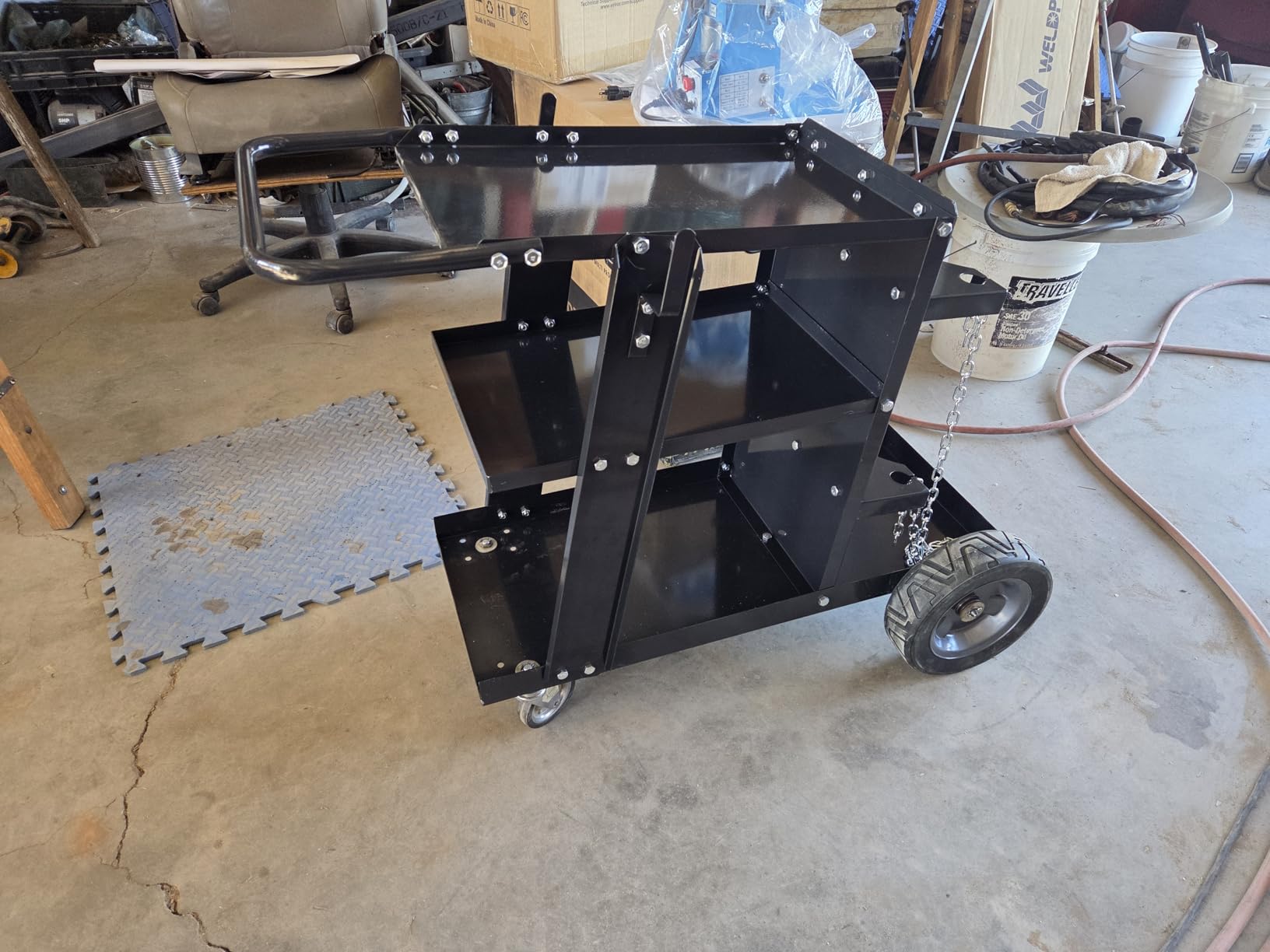Weldpro 3-Tier Heavy Duty Welding Cart, Welder Cart for MIG/TIG Welder & Plasma Cutter, 400Lbs Capacity Rolling Welding Trolley with 360° Swivel Wheels & Safety Chains customer photo 1