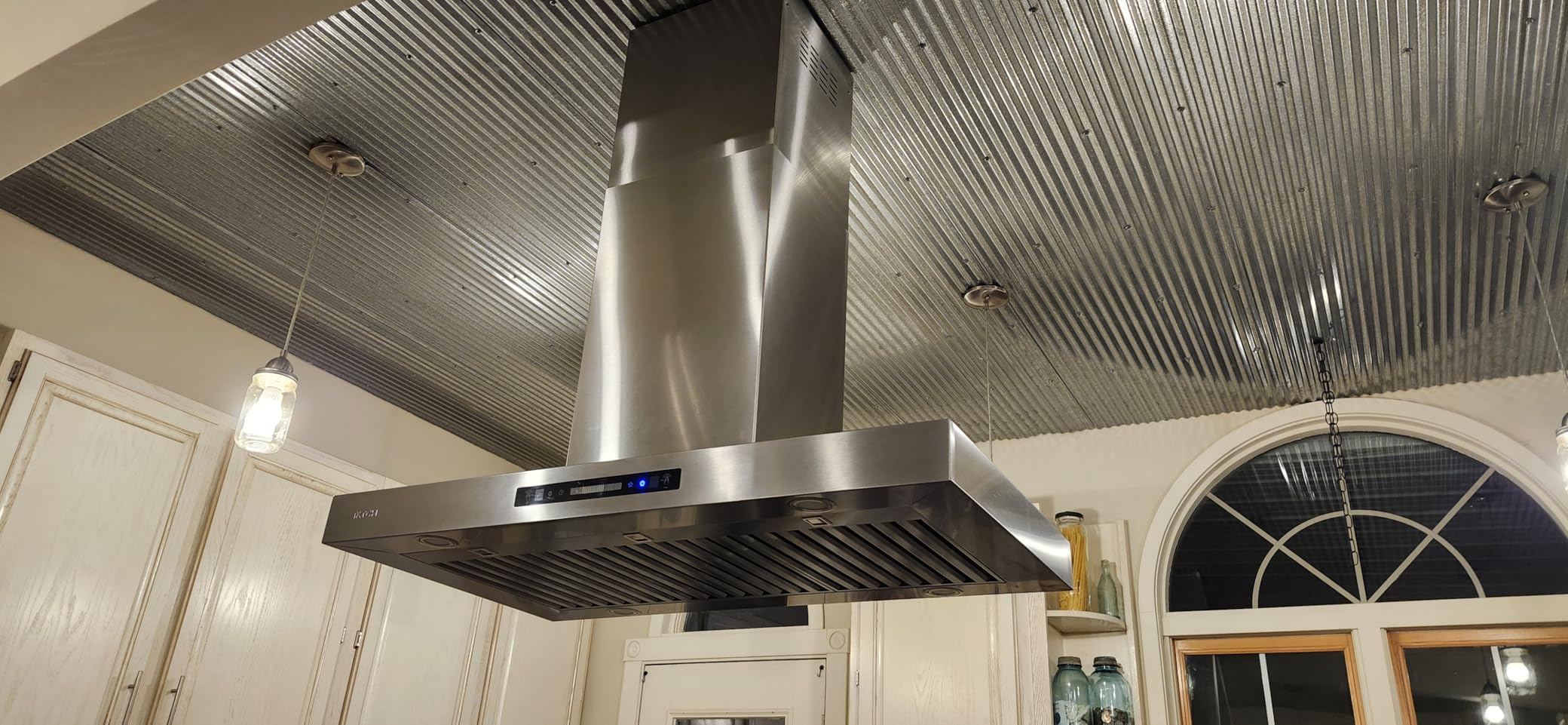 Upgraded 42 Inch Island Mount Range Hood, 1200 CFM Ducted Range Hood with 3-Speed Fan, Stainless Steel with Gesture Sensing & Touch Control customer photo 2