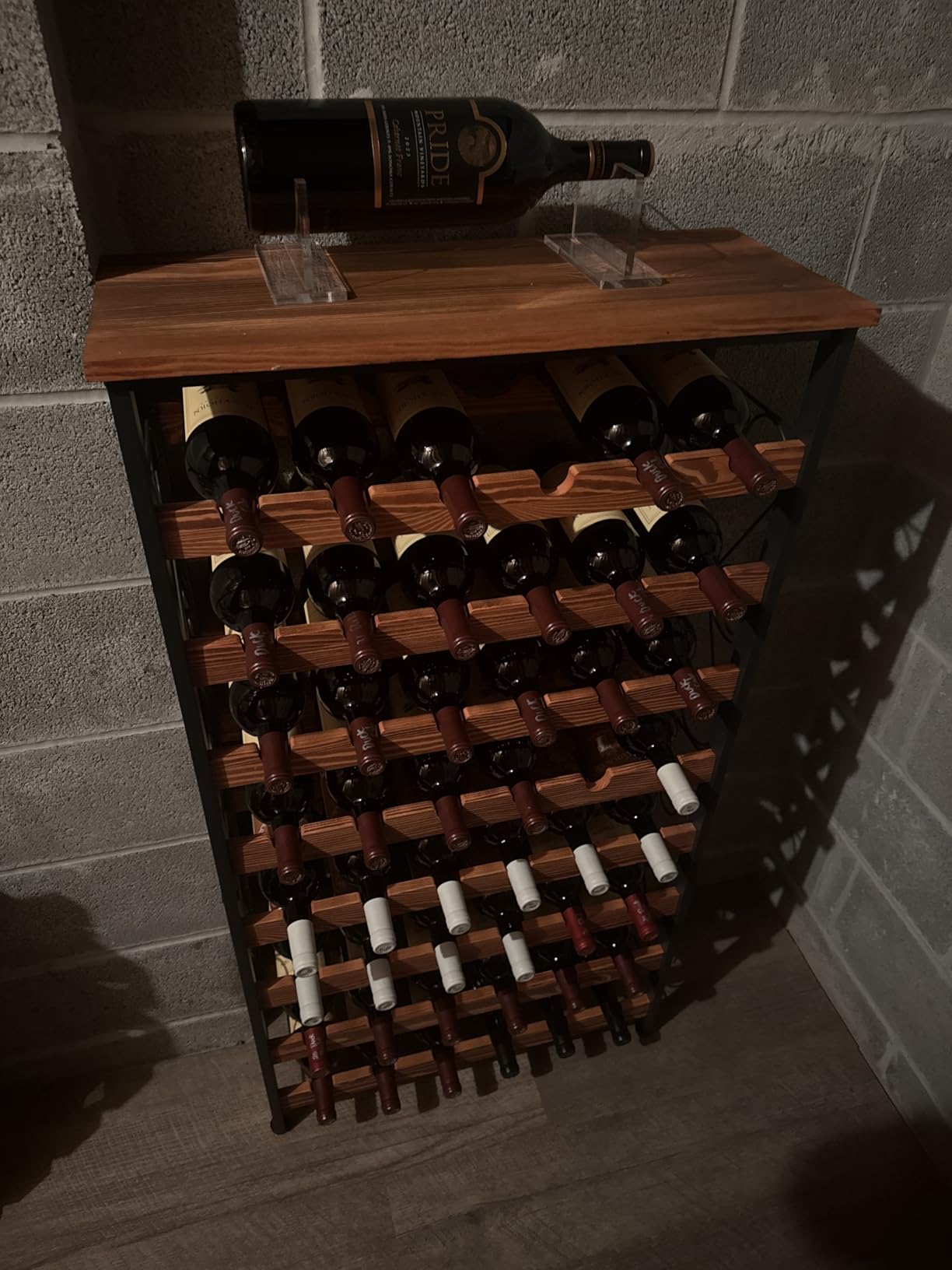 Sonyabecca 48 Bottle Wine Rack Freestanding Floor with Wood Top,8-Tier Wine Storage Shelf with Serving Station, Wine Holder for Kitchen, Bar, Dining Room, Home Bar Cabinet for Wine Bottles, No Wobble customer photo 1
