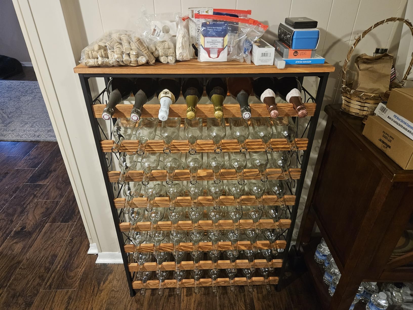Sonyabecca 48 Bottle Wine Rack Freestanding Floor with Wood Top,8-Tier Wine Storage Shelf with Serving Station, Wine Holder for Kitchen, Bar, Dining Room, Home Bar Cabinet for Wine Bottles, No Wobble customer photo 2