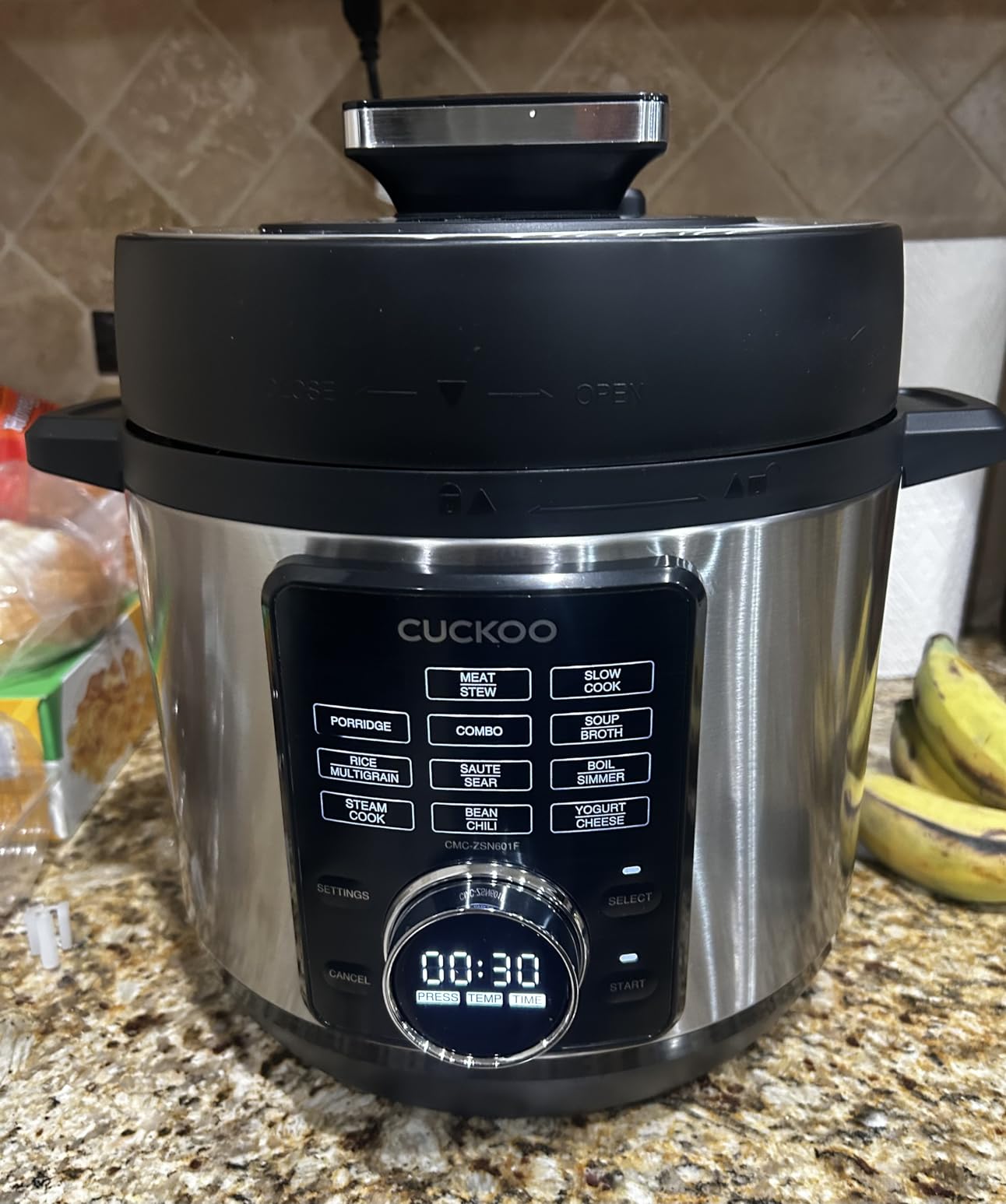 CUCKOO Pressure Cooker 10 Menu Options: Steamer, Slow Cook, Sauté, Porridge, & More, User-Friendly LED Display, Stainless Steel Inner Pot, 24 Cup / 6 Qt. (Uncooked) CMC-ZSN601F Black customer photo 1