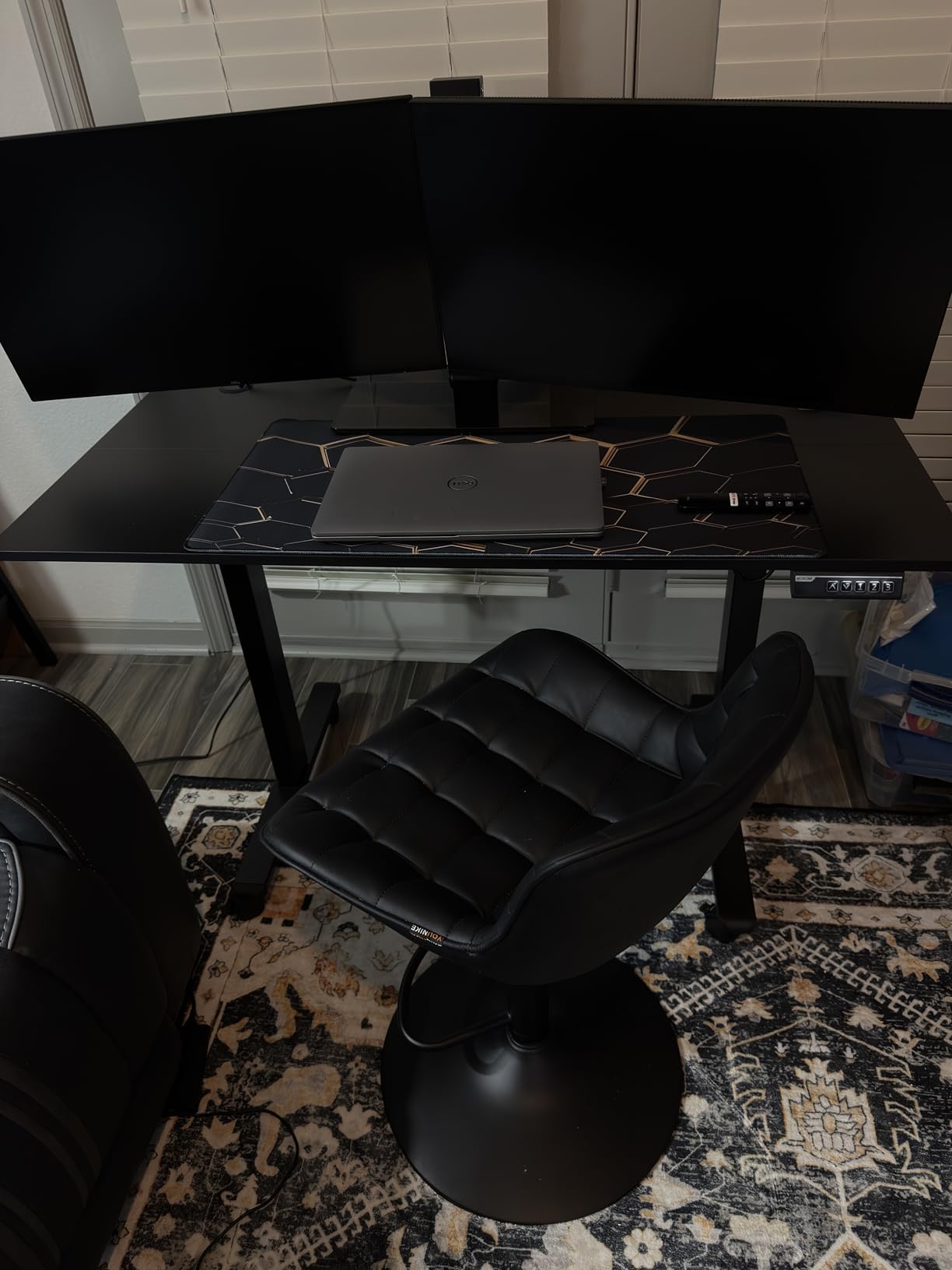 Monomi Electric Height Adjustable Standing Desk, 48x24 Inches, Ergonomic Home Office Sit/Stand Up Desks (Black Steel Frame/Black Top) customer photo 1