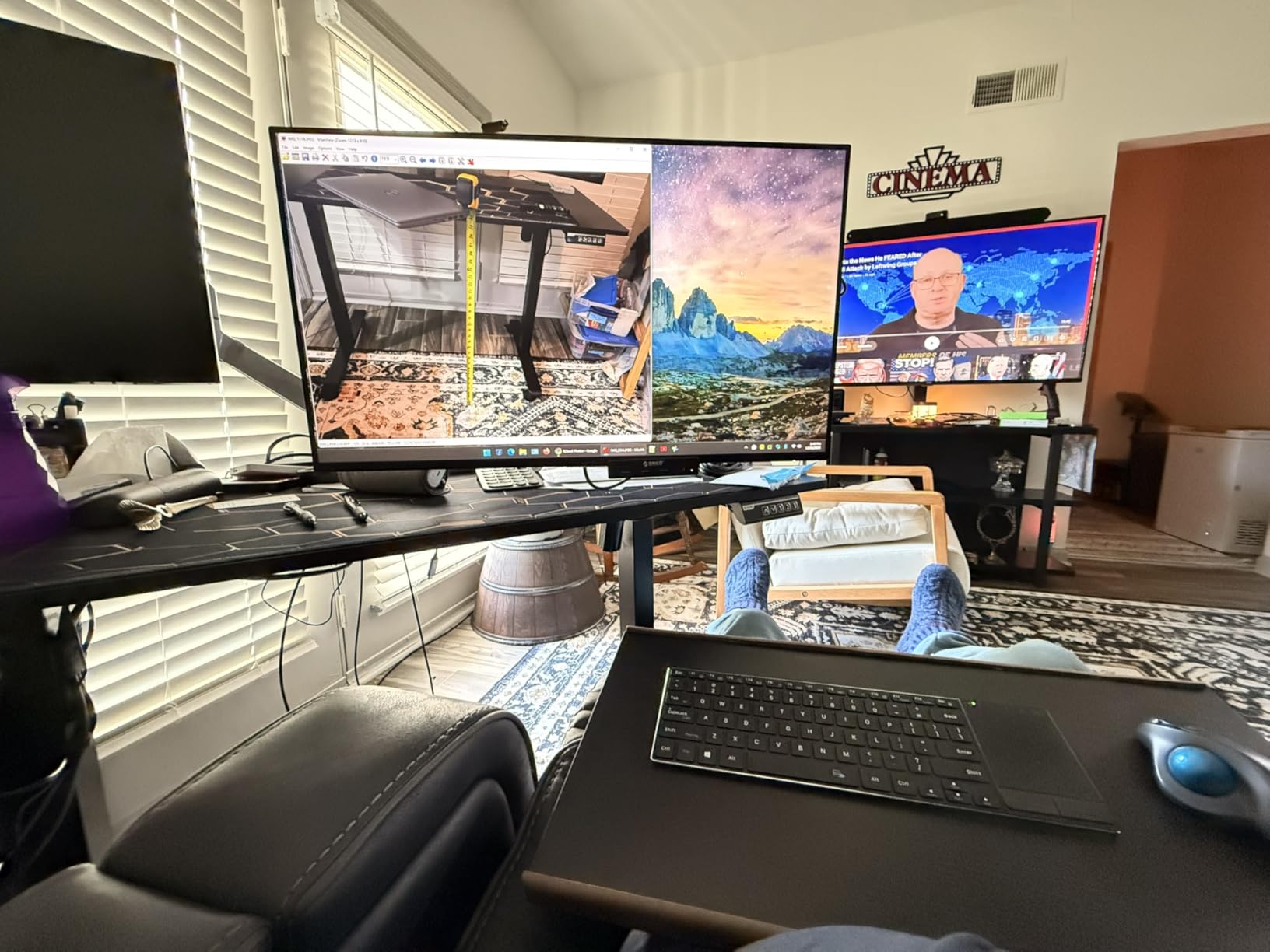 Monomi Electric Height Adjustable Standing Desk, 48x24 Inches, Ergonomic Home Office Sit/Stand Up Desks (Black Steel Frame/Black Top) customer photo 2