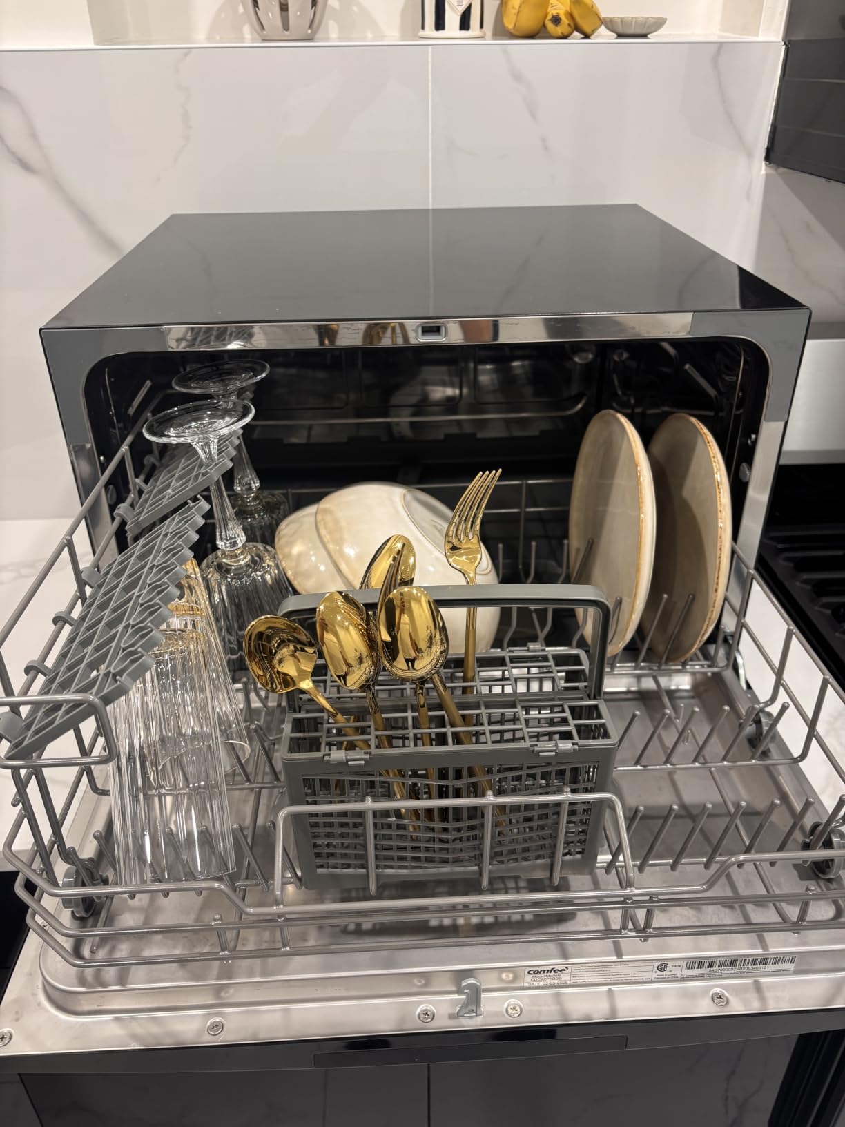 COMFEE' Countertop Dishwasher, Energy Star Portable Dishwasher, 6 Place Settings & 8 Washing Programs, Speed, Baby-Care, ECO & Glass, Dish Washer for Dorm, RV & Apartment, Black customer photo 2