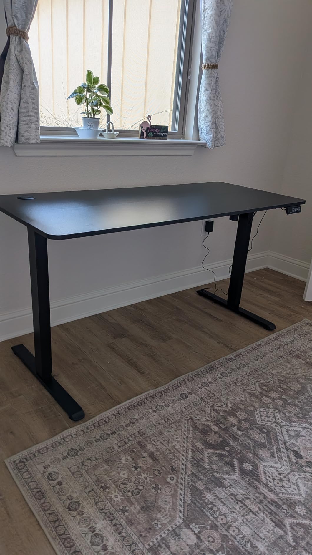 Furmax 55 Inches Electric Height Adjustable Standing Desk Home Office Desk | Large Sit Stand Up Computer Desk Memory Preset with T-Shaped Metal Bracket, Black customer photo 1