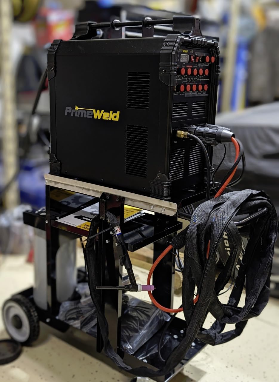 Foxngear Heavy Duty Welding Cart Blue for TIG MIG Welder Plasma Cutter, Large 3-Tier Welder Cart with Gas Bottle Storage, Swivel Caster Wheels, Steel Welding Table, 38.5