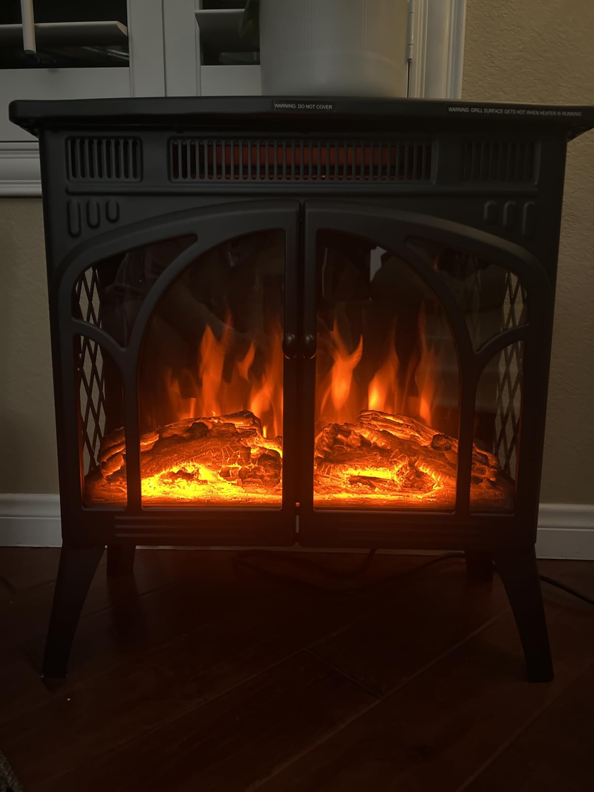 Electactic 24Inch Electric Fireplace Stove, Free-Standing Infrared Fireplace Stove, Controllable 3D Flame, 4 Variable Flame & Log Colors, 1500w, 5100BTU, Black (S230B-BLACK) customer photo 2