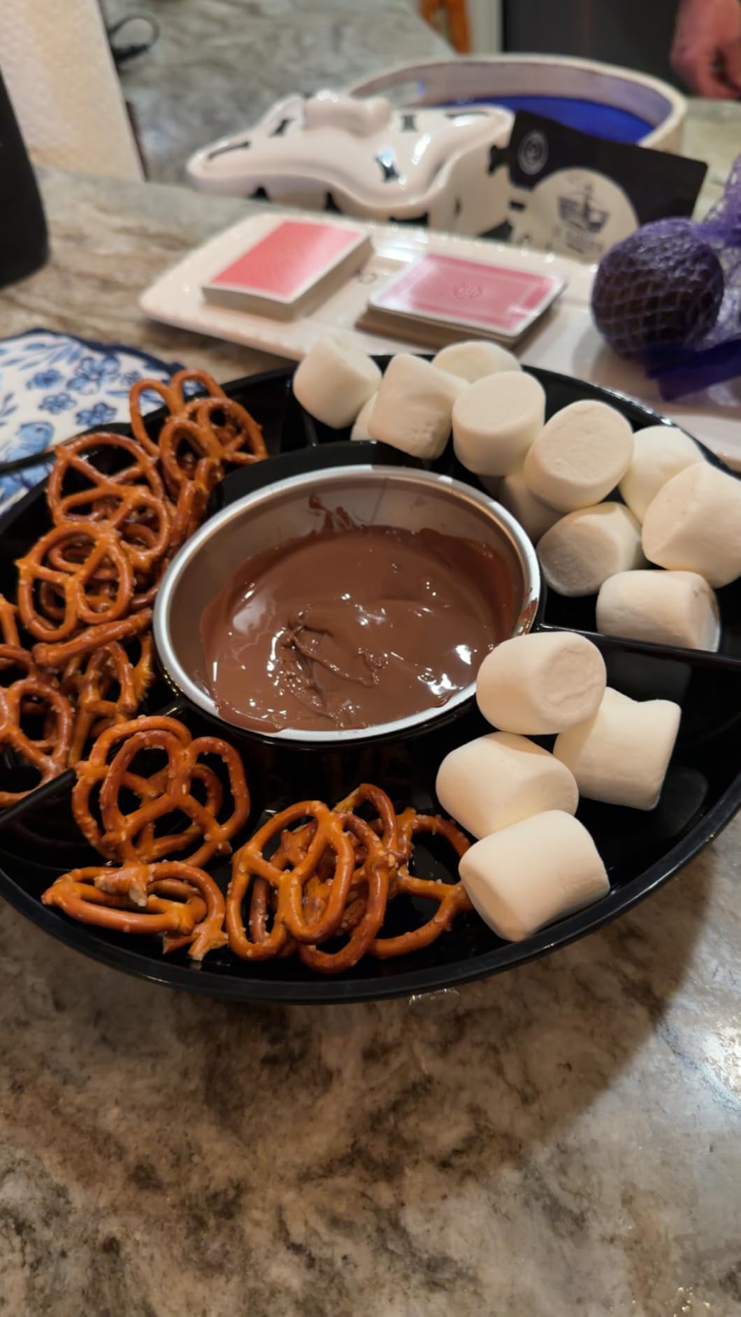 Kusini Electric Fondue Pot Set - Chocolate Fondue Kit - Temperature Control | Detachable Serving Tray, 10oz Melting Pot, 4 Roasting Forks - Gift Set & Date Night Idea. Serve at Movie Night or Game Night. customer photo 1