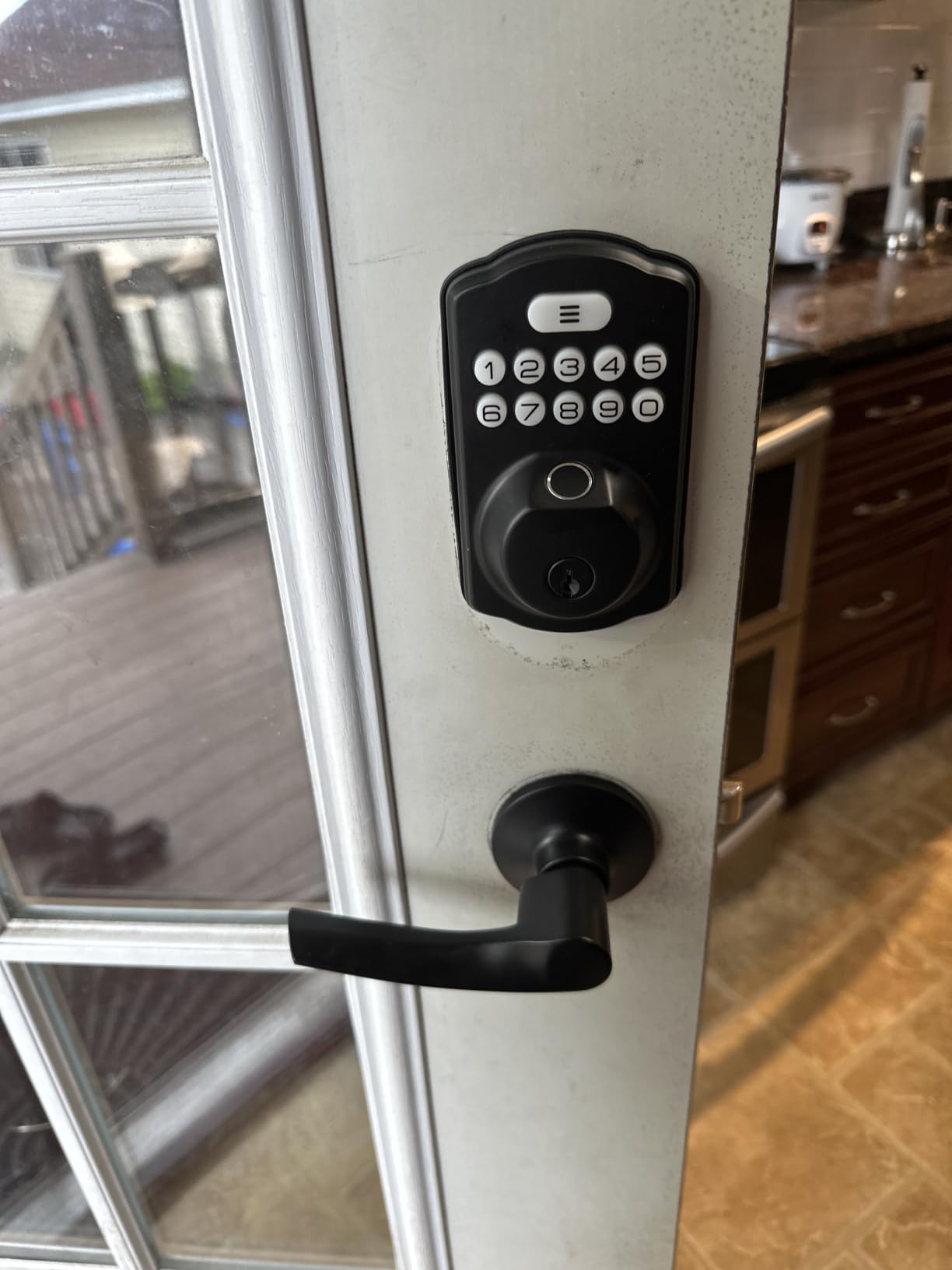 Veise Fingerprint Door Lock with 2 Lever Handles - Keyless Entry Door Lock, Electronic Keypad Deadbolt, Digital Smart Code & Front Handle Sets, Auto-Locking, Easy Installation, Matte Black customer photo 1
