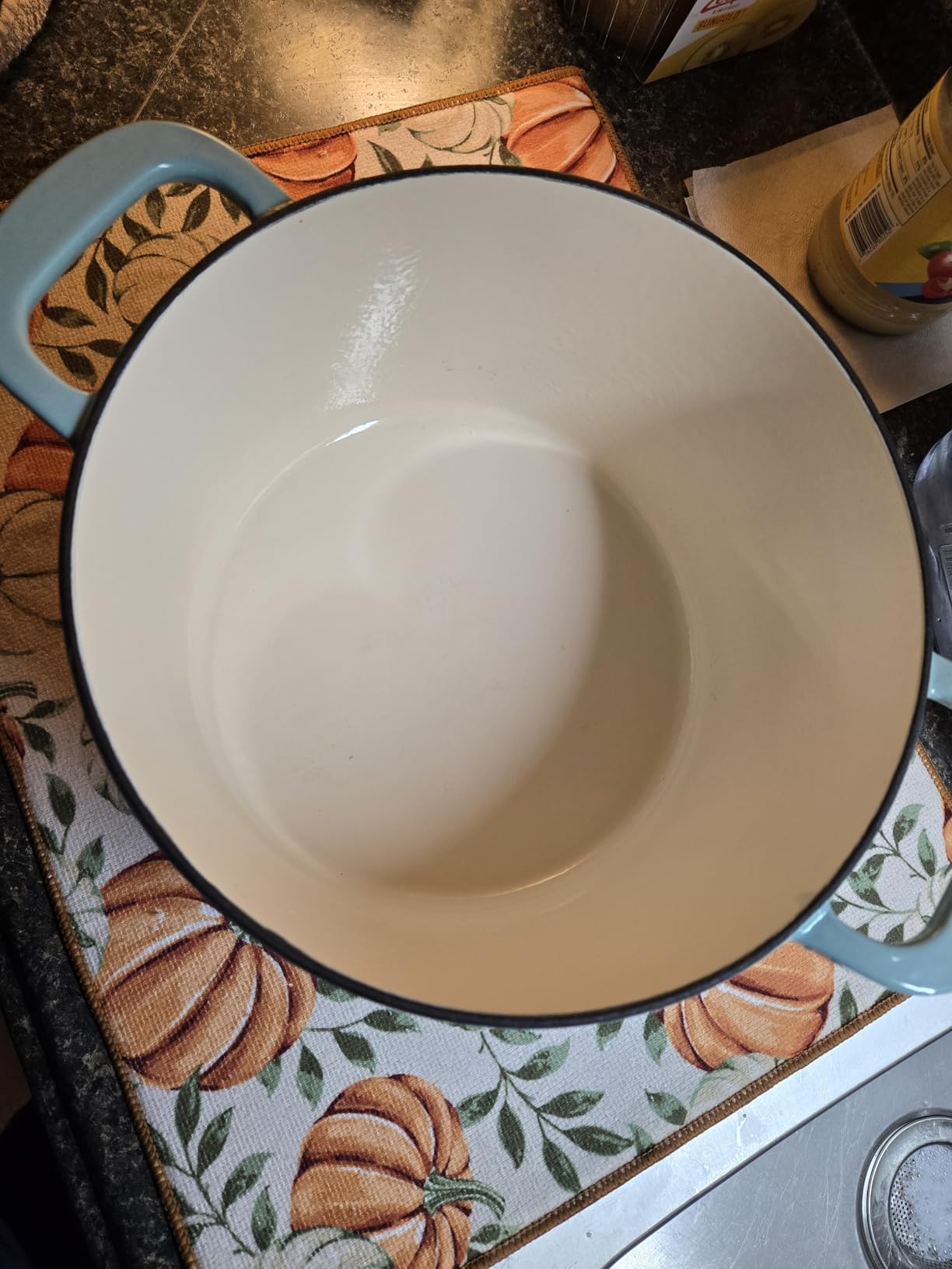 Martha Stewart Gatwick 7-Quart Enamel Cast Iron Dutch Oven - Linen White With Gold customer photo 2