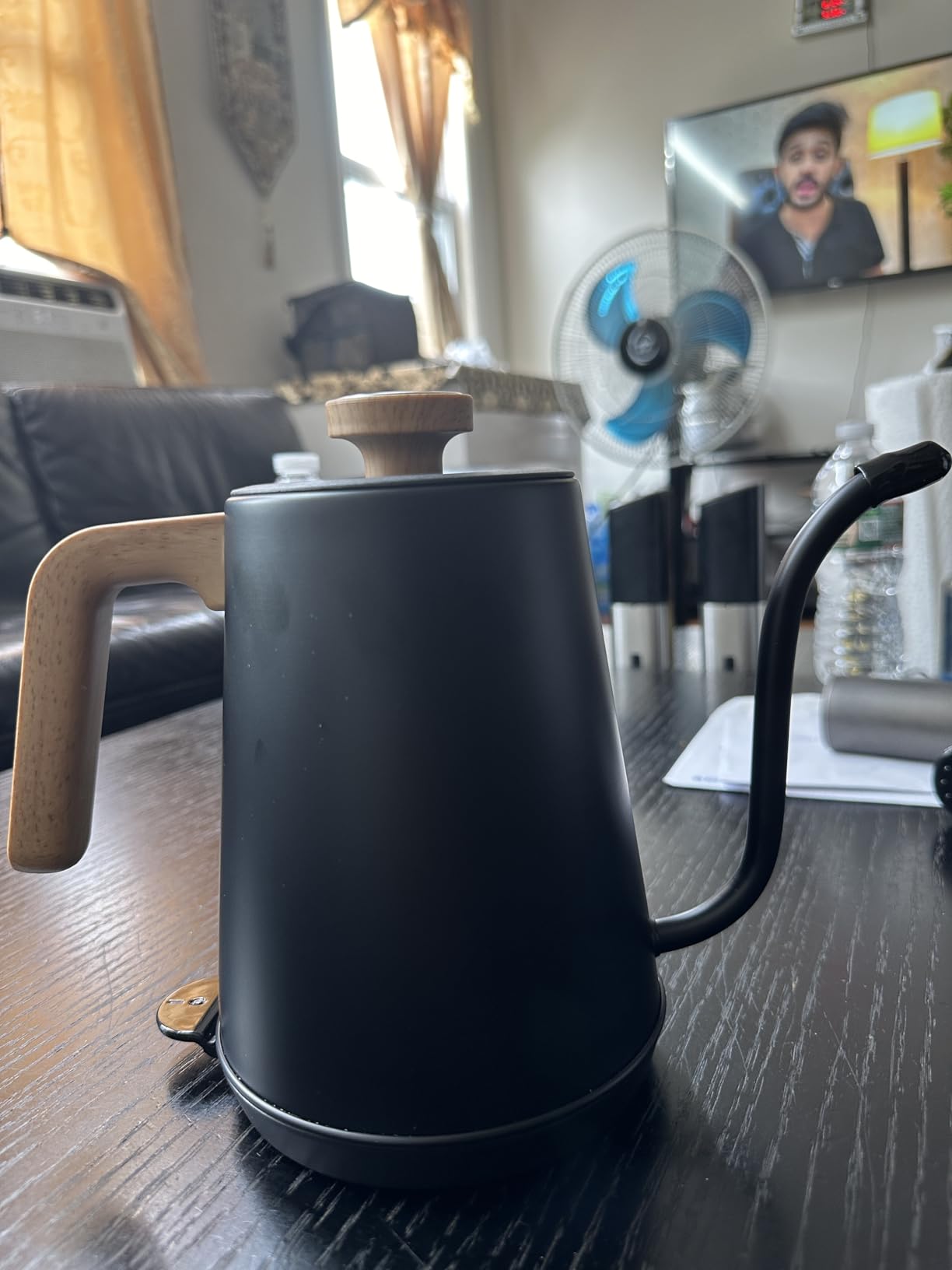 Nueve&Five Electric Gooseneck Kettle with Thermometer, 1.0L Pour Over Hot Water Kettle for Coffee and Tea, 1000W, Auto Shutoff, Boil-Dry Protection, Matte Black customer photo 1
