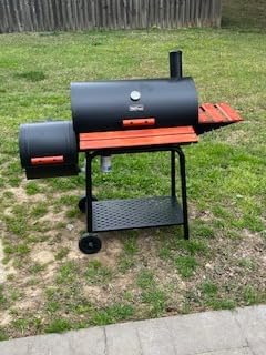 Royal Gourmet 30-Inch Charcoal Grill with Offset Smoker, Wood-Painted Table | CC1830W Outdoor Smoker Grill, 811 Sq. In., Front Table, Adjustable Fire Grates, for Outdoor Barbecue Event, Black customer photo 2