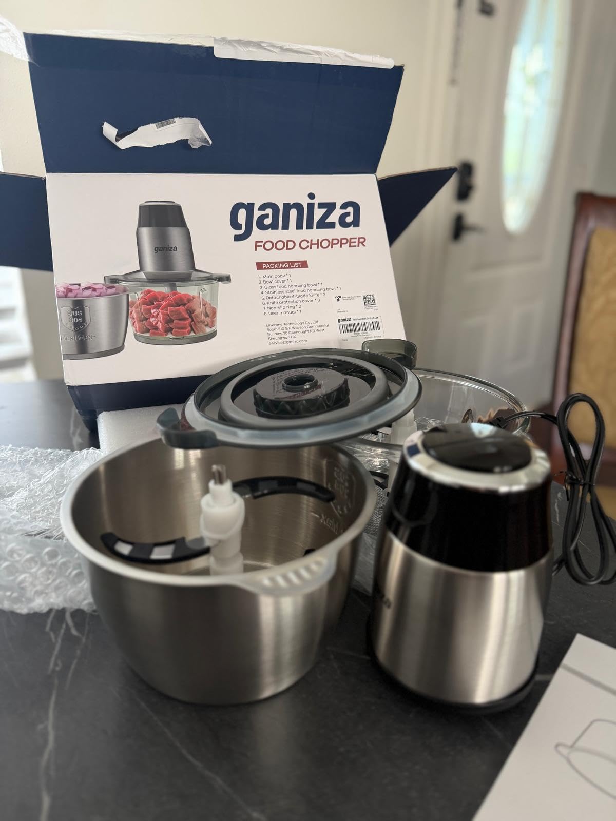 Ganiza Food Processors with 2 Bowls, 450W Meat Grinder Vegetable Chopper | 2-Speed Electric Food Chopper with 8 Cup Glass & 8 Cup Stainless Steel Bowls customer photo 1
