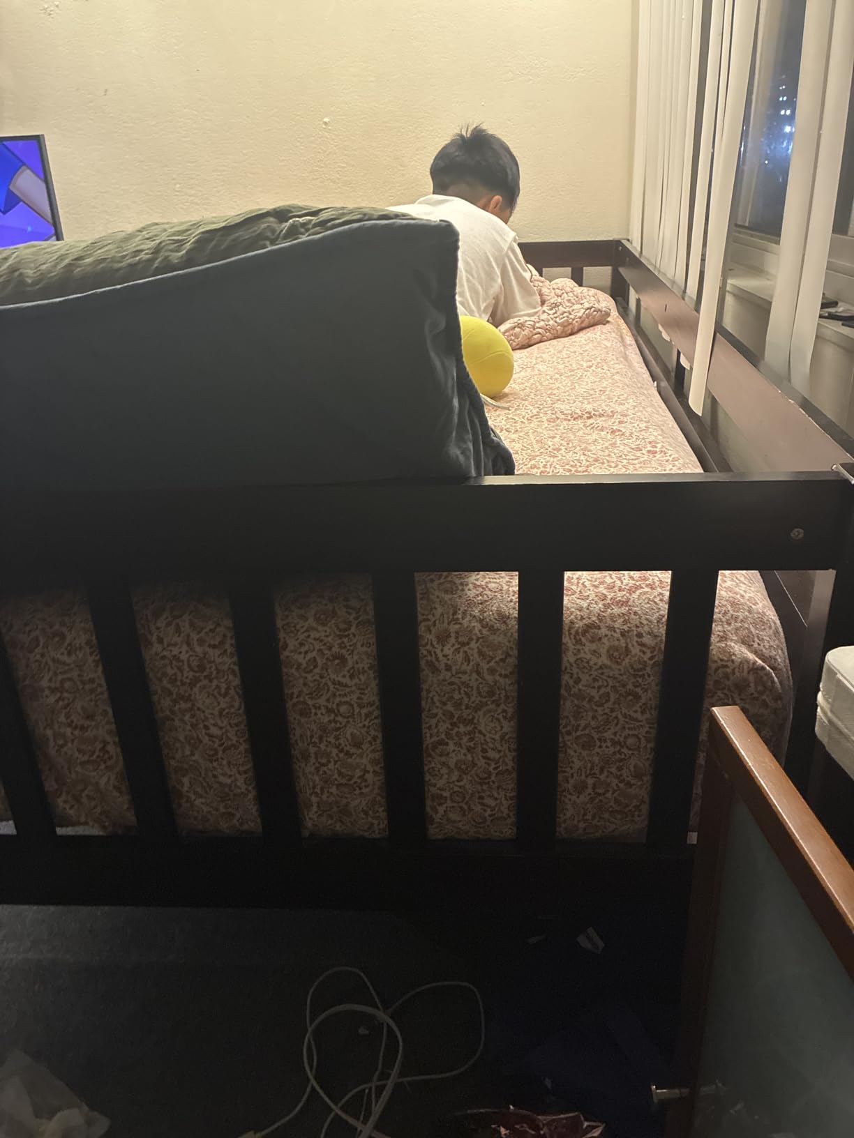 KOMFOTT Wood Twin Over Twin Bunk Bed with Trundle, Solid Pine Wood Bunk Bed Frame with Ladder & Safety Guardrails, Space-Saving Convertible Twin Bed Frame for Home & Dormitory, No Box Spring Needed customer photo 1