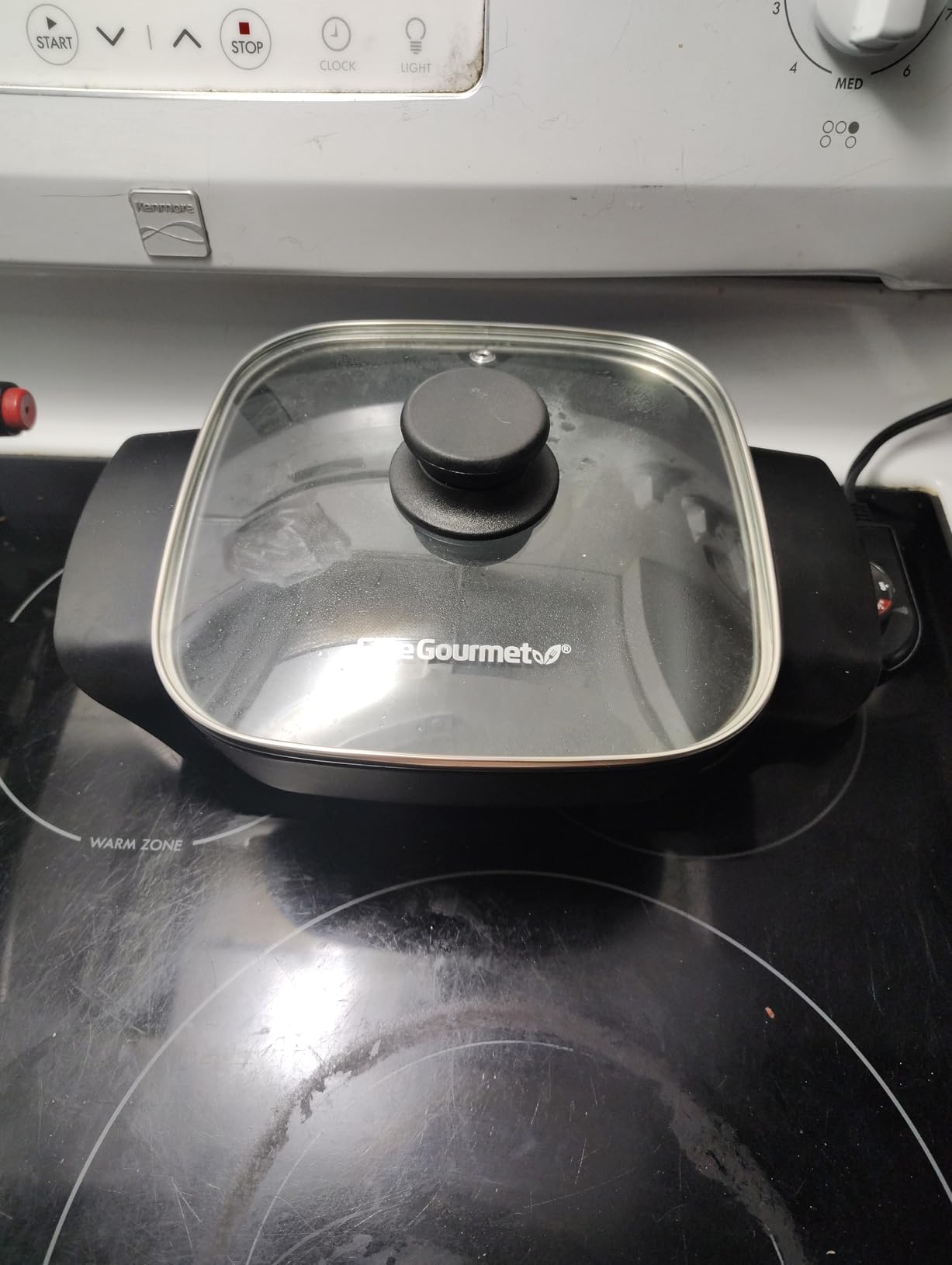 Elite Gourmet Ceralast PFAS-Free Ceramic Electric Skillet, 1200W, Dark Gray | Dishwasher Safe, Rapid Heat-Up Coating, 12