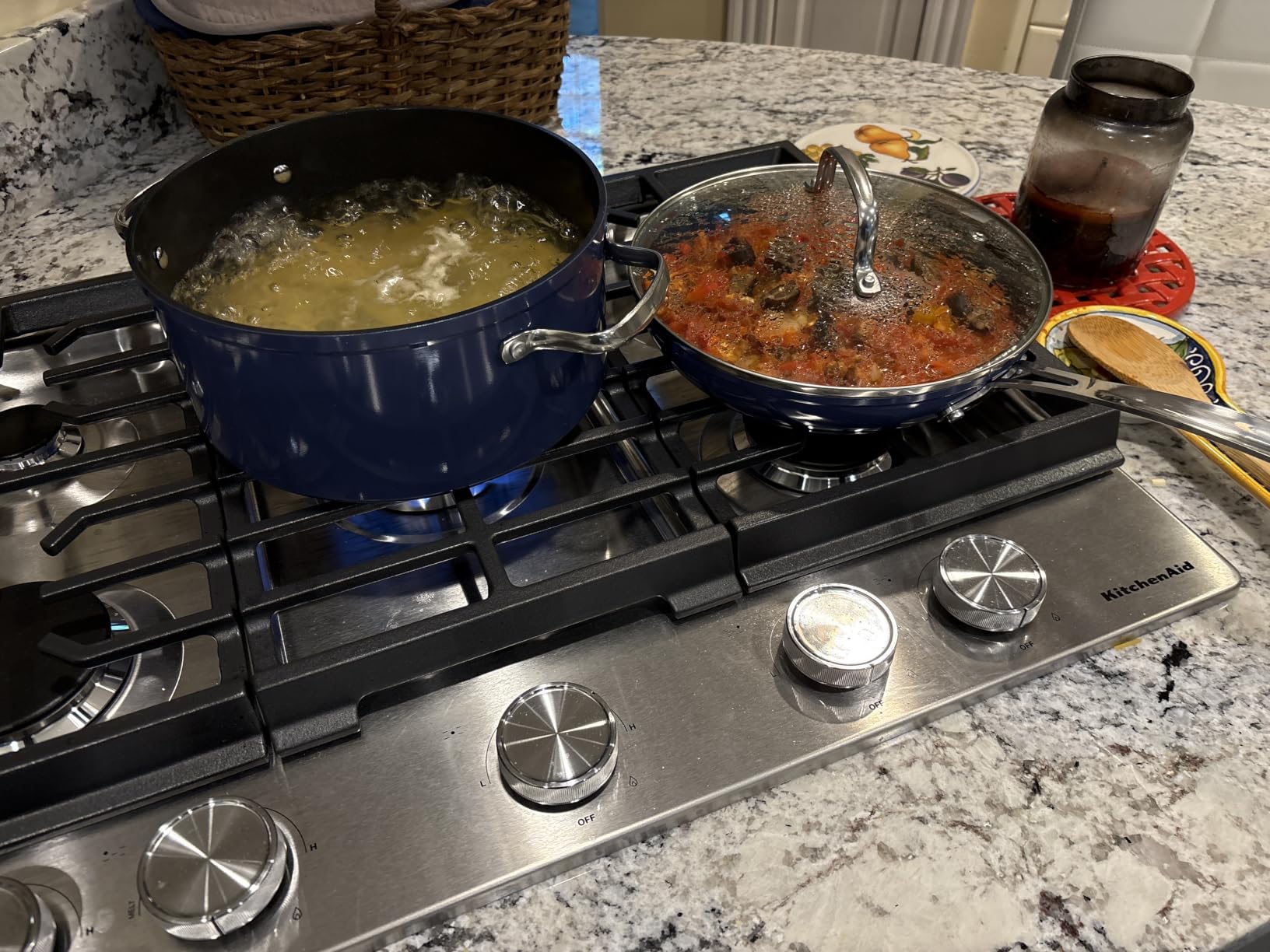 Nuwave Healthy Duralon Blue Ceramic Nonstick Cookware Set, PFAS Free | Scratch-Resistant, Dishwasher & Oven Safe, Induction Ready & Evenly Heats, Tempered Glass Lids & Stay-Cool Handles customer photo 1