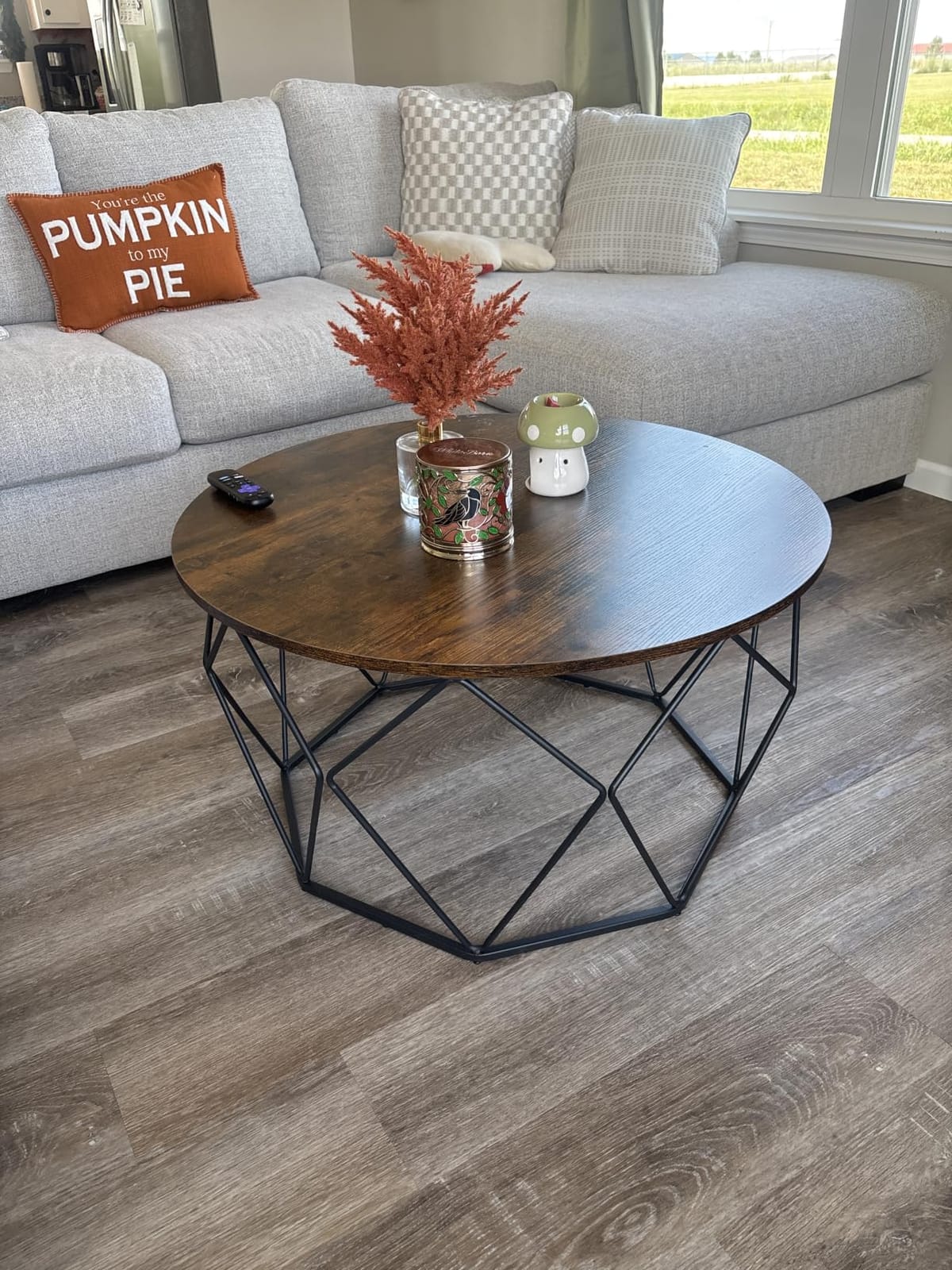 VASAGLE Round Coffee Table, 2-Tier, Faux Marble Top, Glass Storage Shelf | Small Modern Center Table for Living Room, 25.6 x 25.6 x 18.1 Inches, Marble White and Pale Gold, BARIS Collection customer photo 1